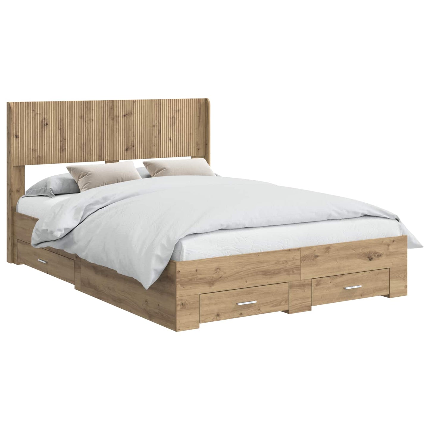 Sengramme med oppbevaring og hodegavl Artisan eik 120 x 190 cm