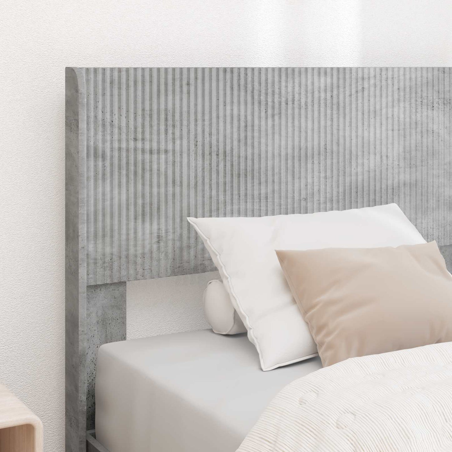 Sengramme med oppbevaring og hodegavl Betonggrå 90 x 200 cm