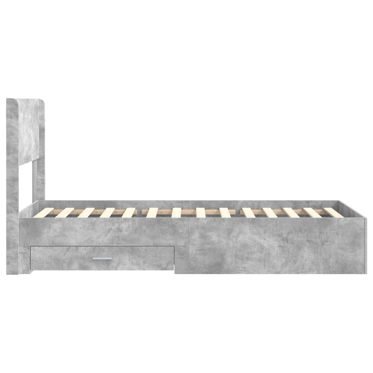 Sengramme med oppbevaring og hodegavl Betonggrå 90 x 200 cm