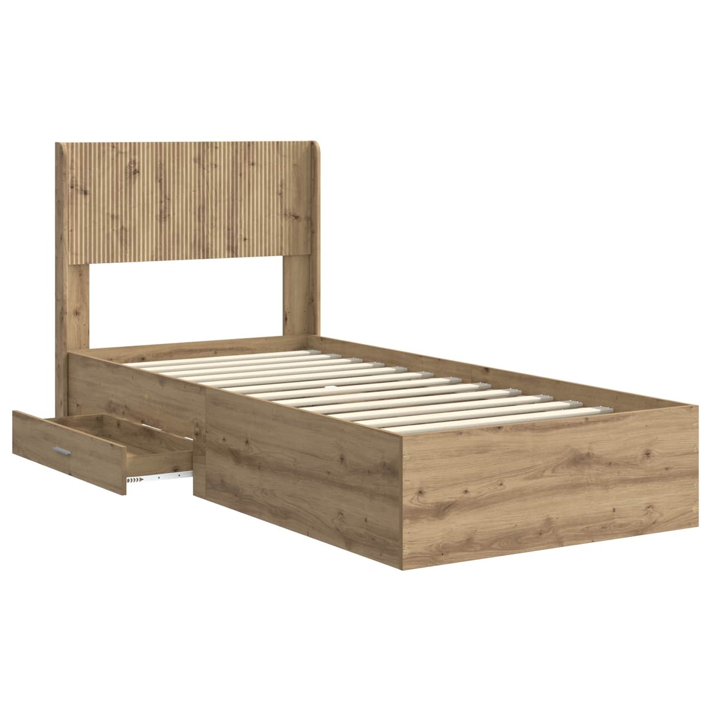 Sengramme med oppbevaring og hodegavl Artisan eik 90 x 200 cm