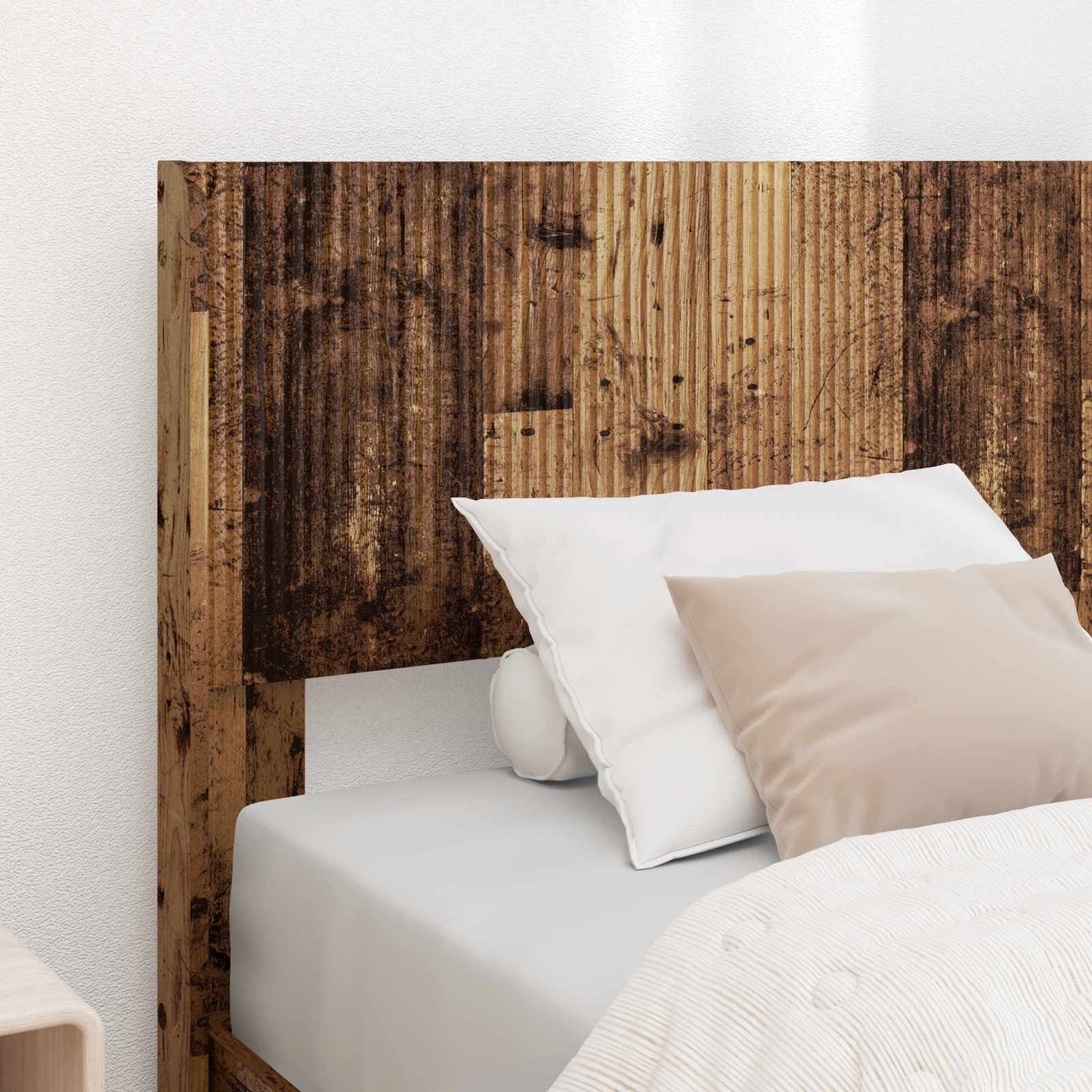 Sengramme med oppbevaring og hodegavl Gammelt tre 90 x 190 cm