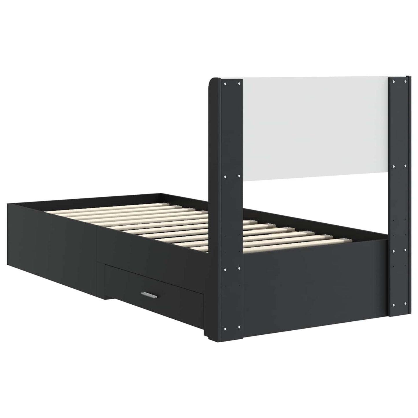 Sengramme med oppbevaring og hodegavl Svart 75 x 190 cm
