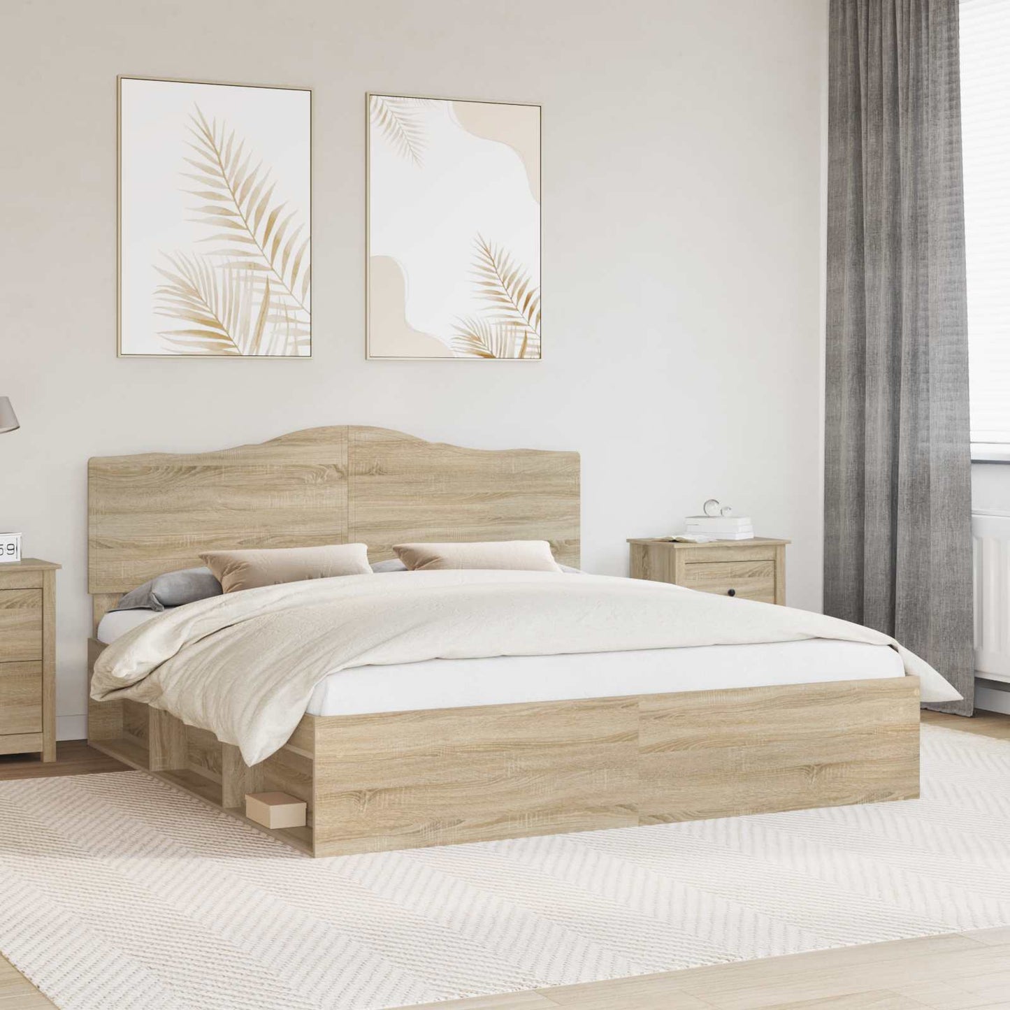 Sengestamme med hodegjerde Sonoma 200 x 200 cm Massiv furu
