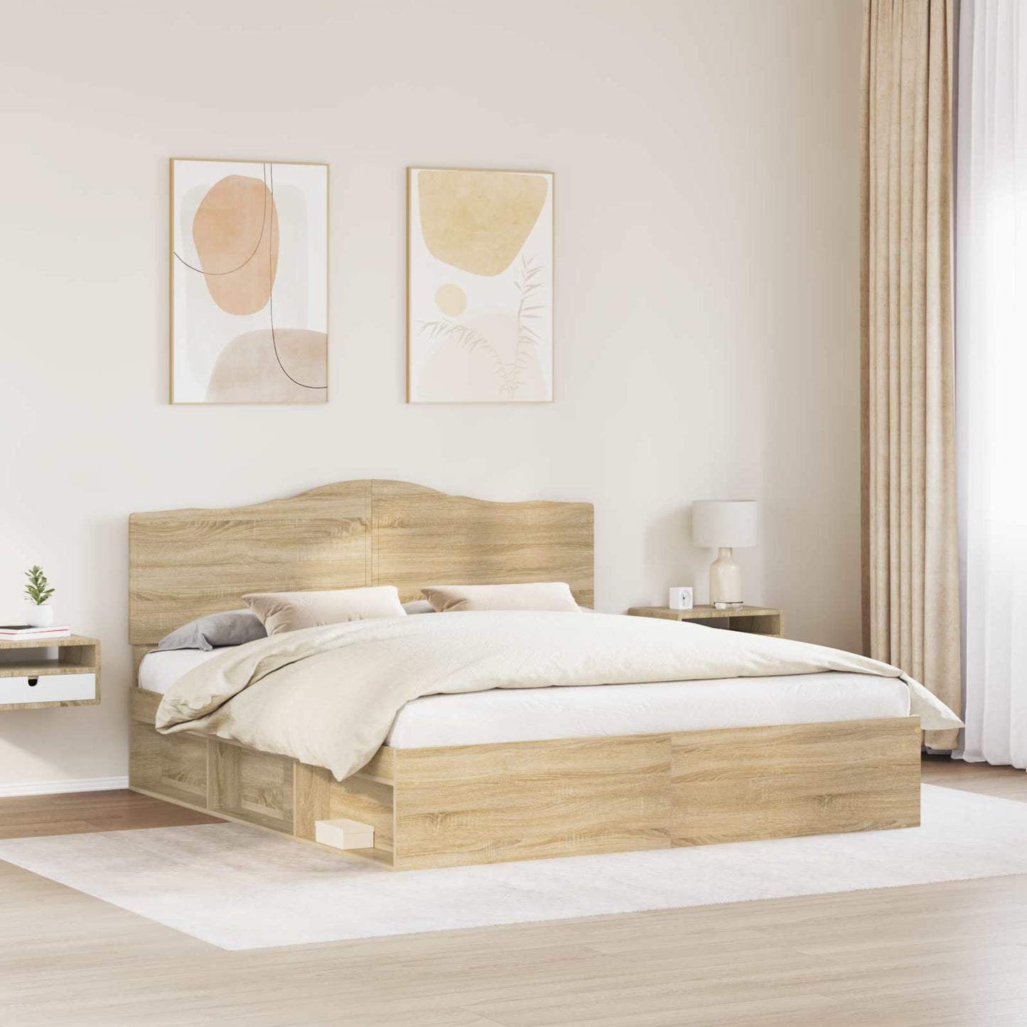 Sengestamme med hodegjerde Sonoma 200 x 200 cm Massiv furu