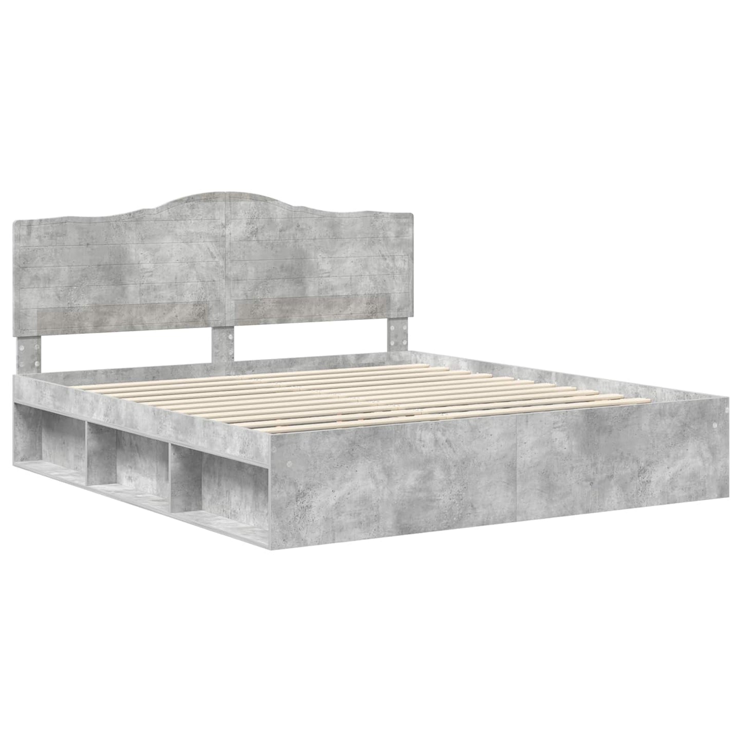Sengestamme med hodegjerde Betong 180 x 200 cm Massiv furu