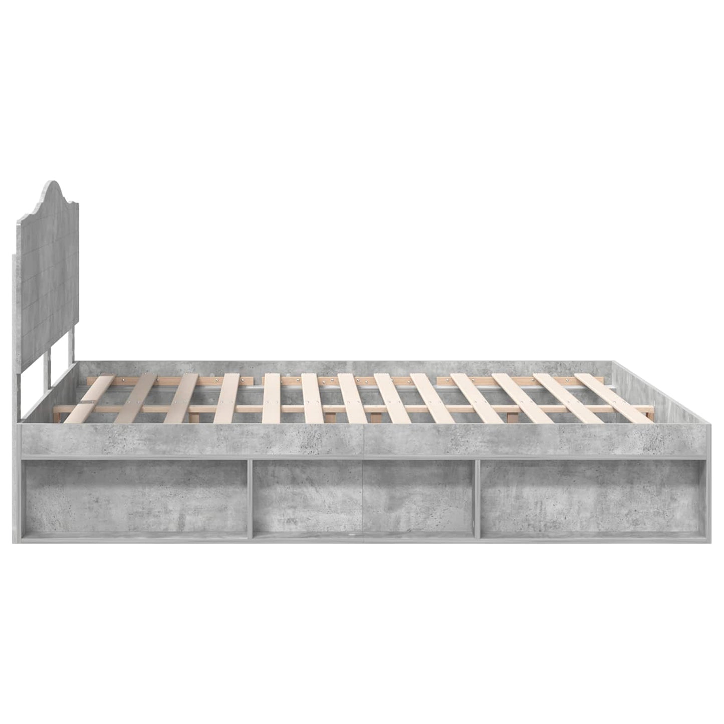 Sengestamme med hodegjerde Betong 180 x 200 cm Massiv furu