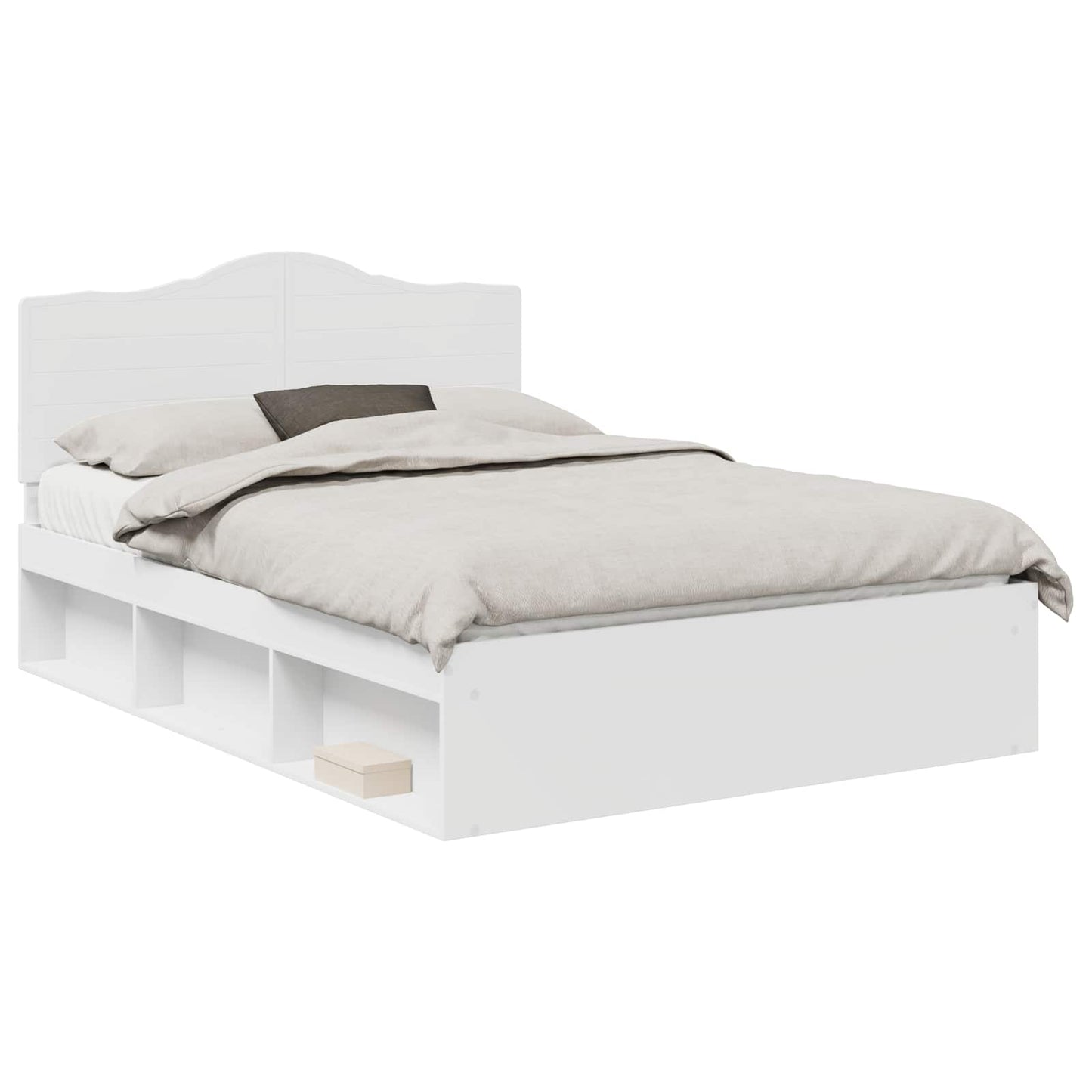 Sengestamme med hodegjerde Hvit 150 x 200 cm Massiv furu