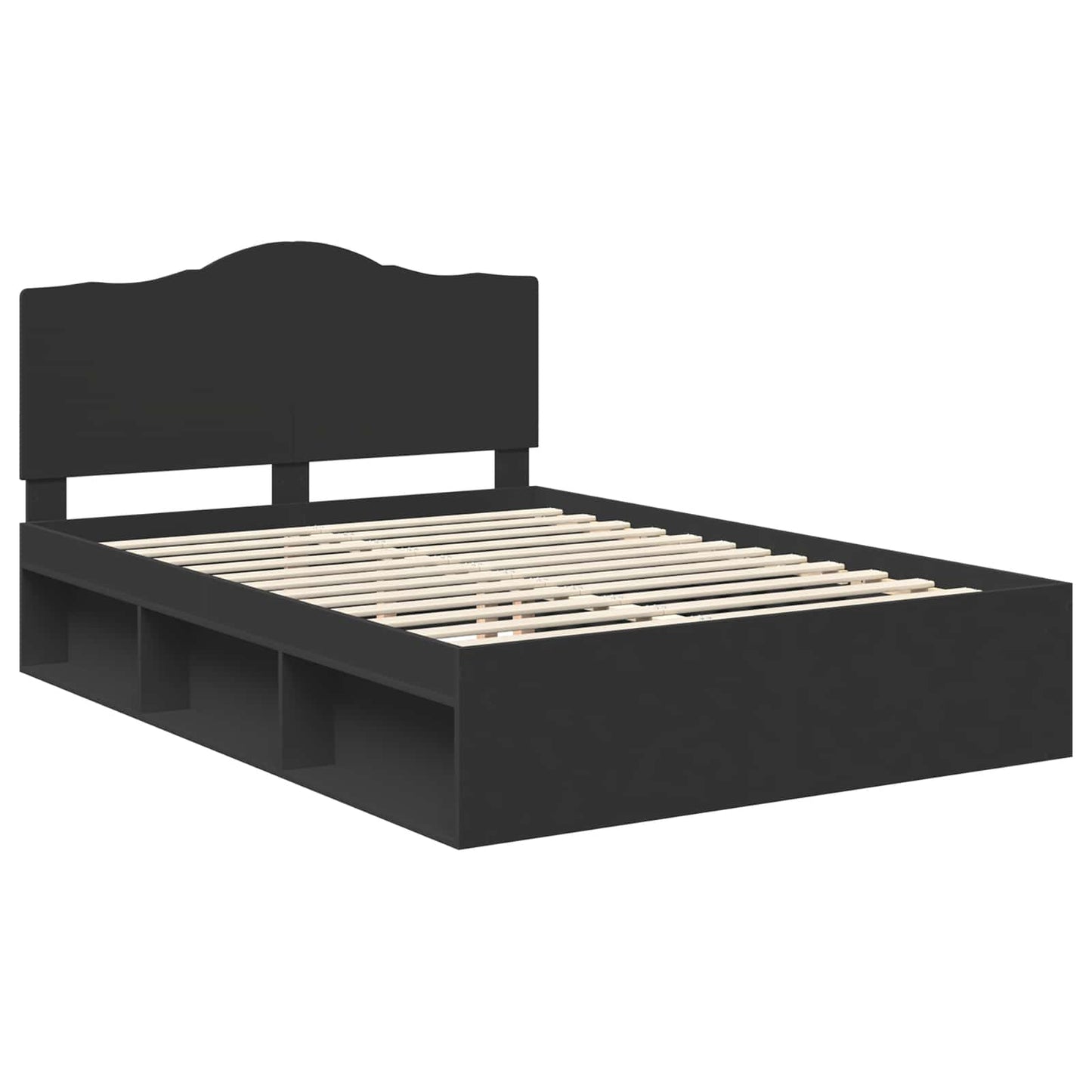 Sengestamme med hodegjerde Svart 140 x 200 cm Massiv furu