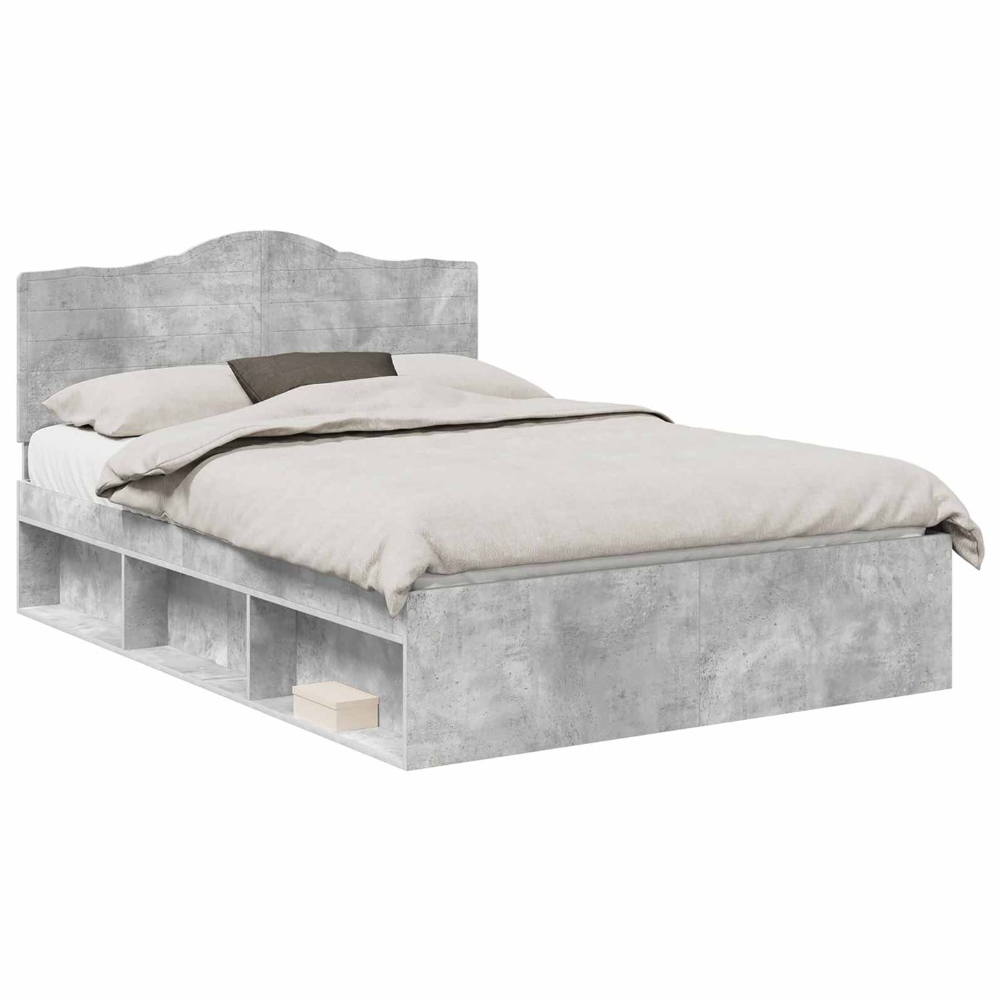 Sengestamme med hodegjerde Betong 140 x 190 cm Massiv furu