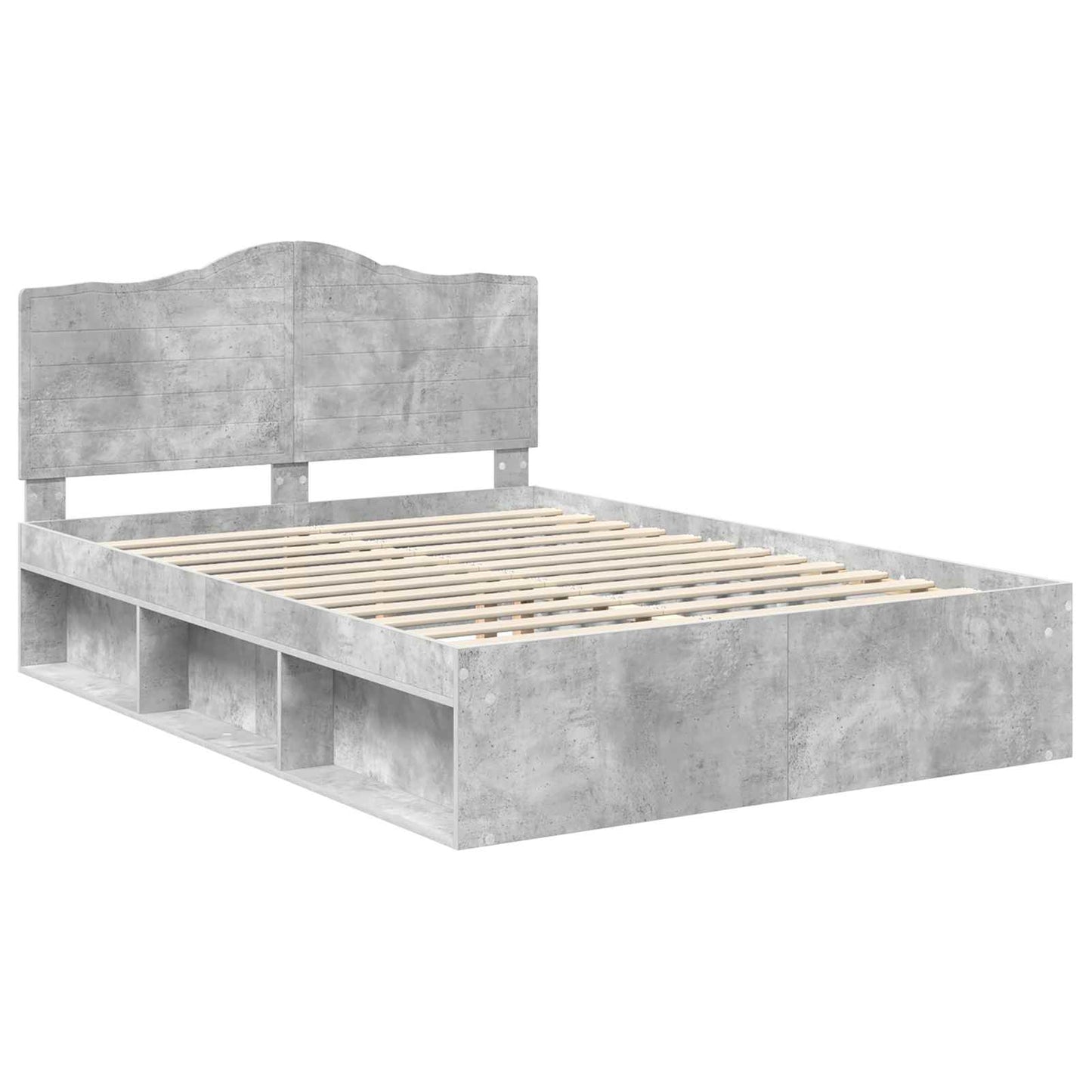 Sengestamme med hodegjerde Betong 140 x 190 cm Massiv furu
