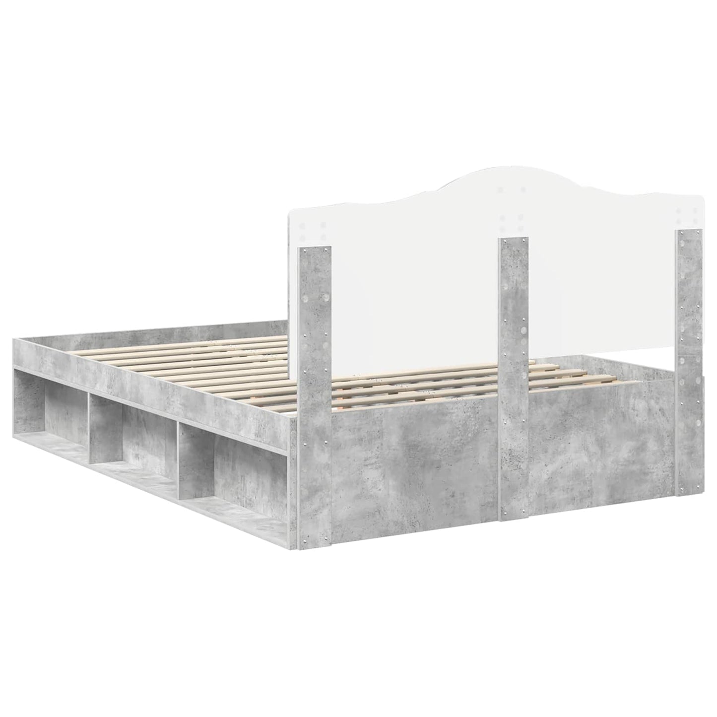 Sengestamme med hodegjerde Betong 140 x 190 cm Massiv furu