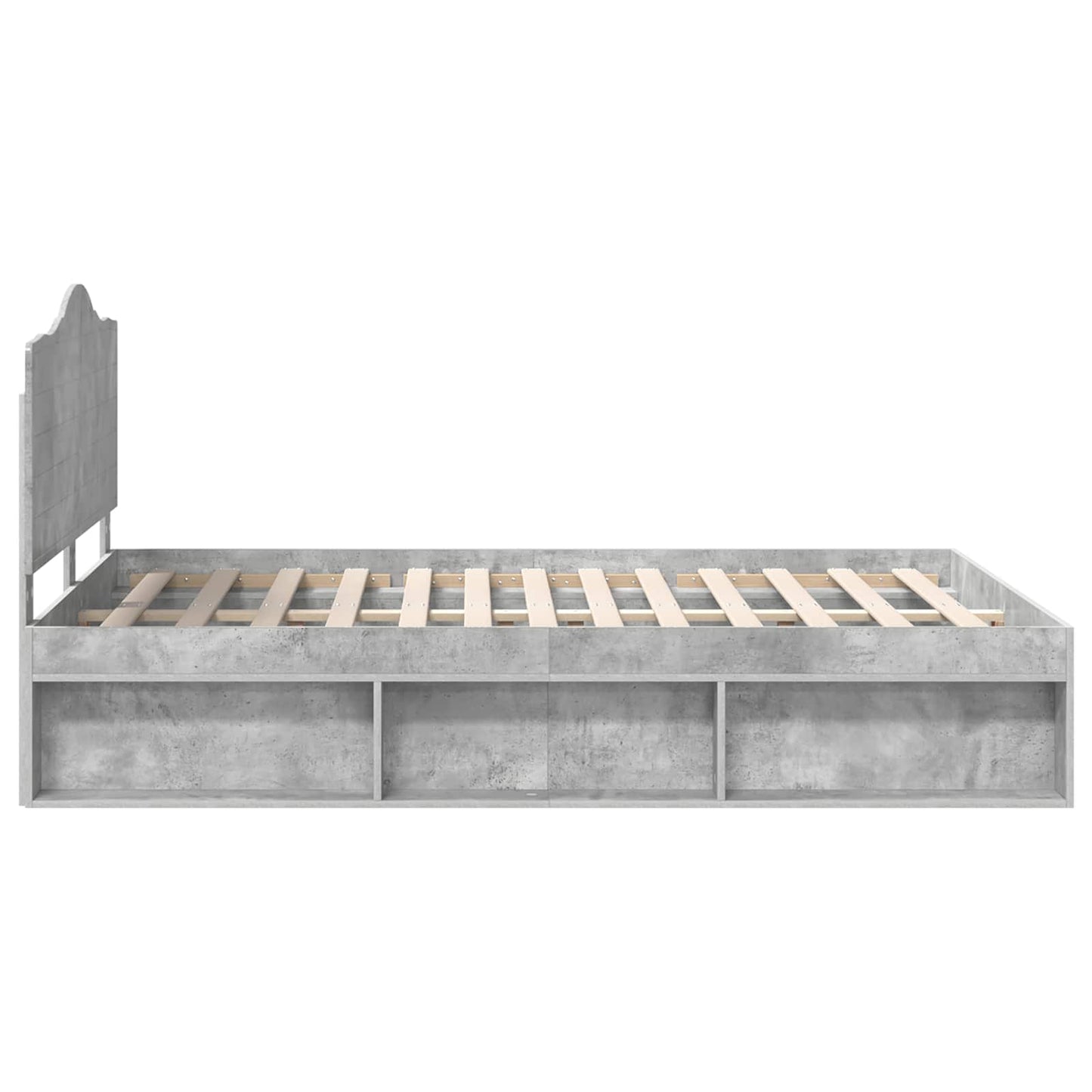 Sengestamme med hodegjerde Betong 140 x 190 cm Massiv furu