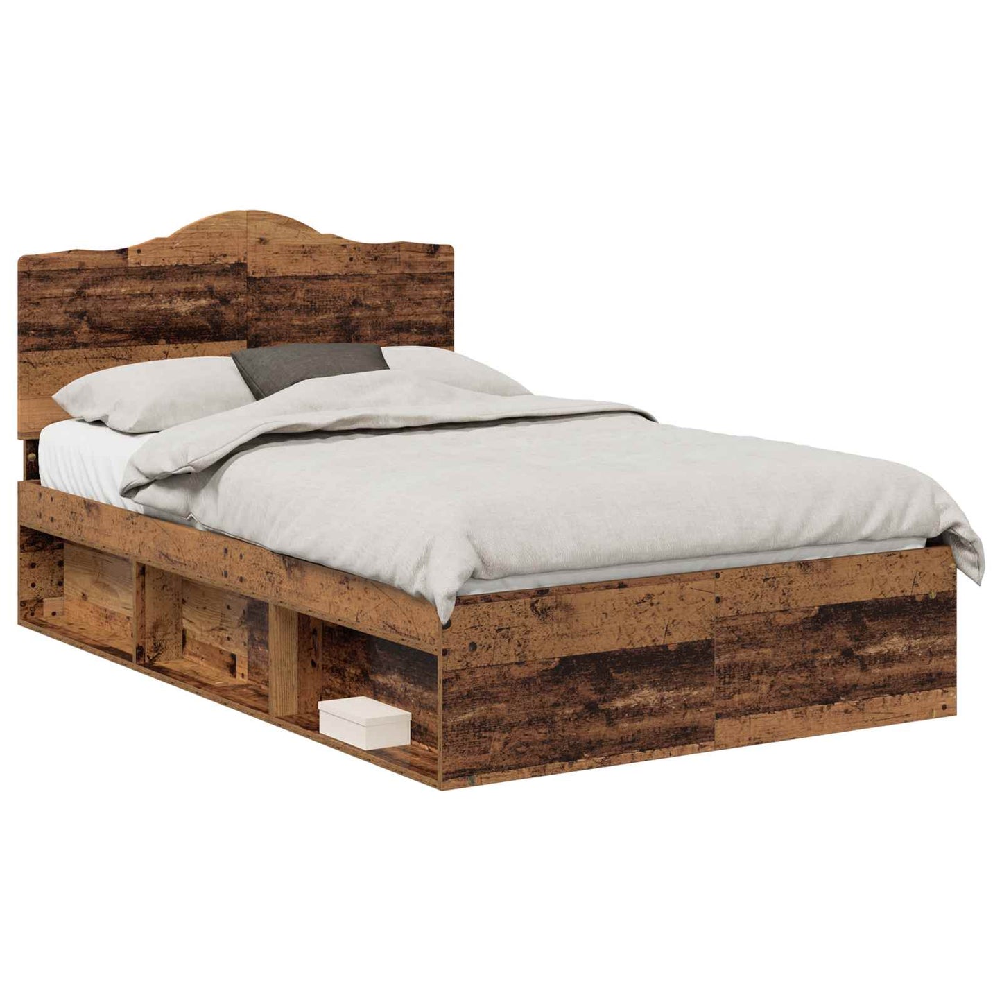 Sengestamme med hodegjerde Gammelt tre 135 x 190 cm Massiv furu