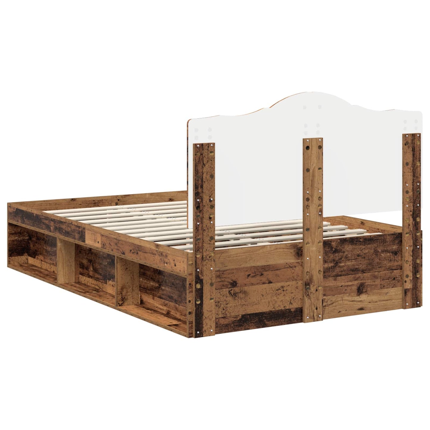 Sengestamme med hodegjerde Gammelt tre 135 x 190 cm Massiv furu