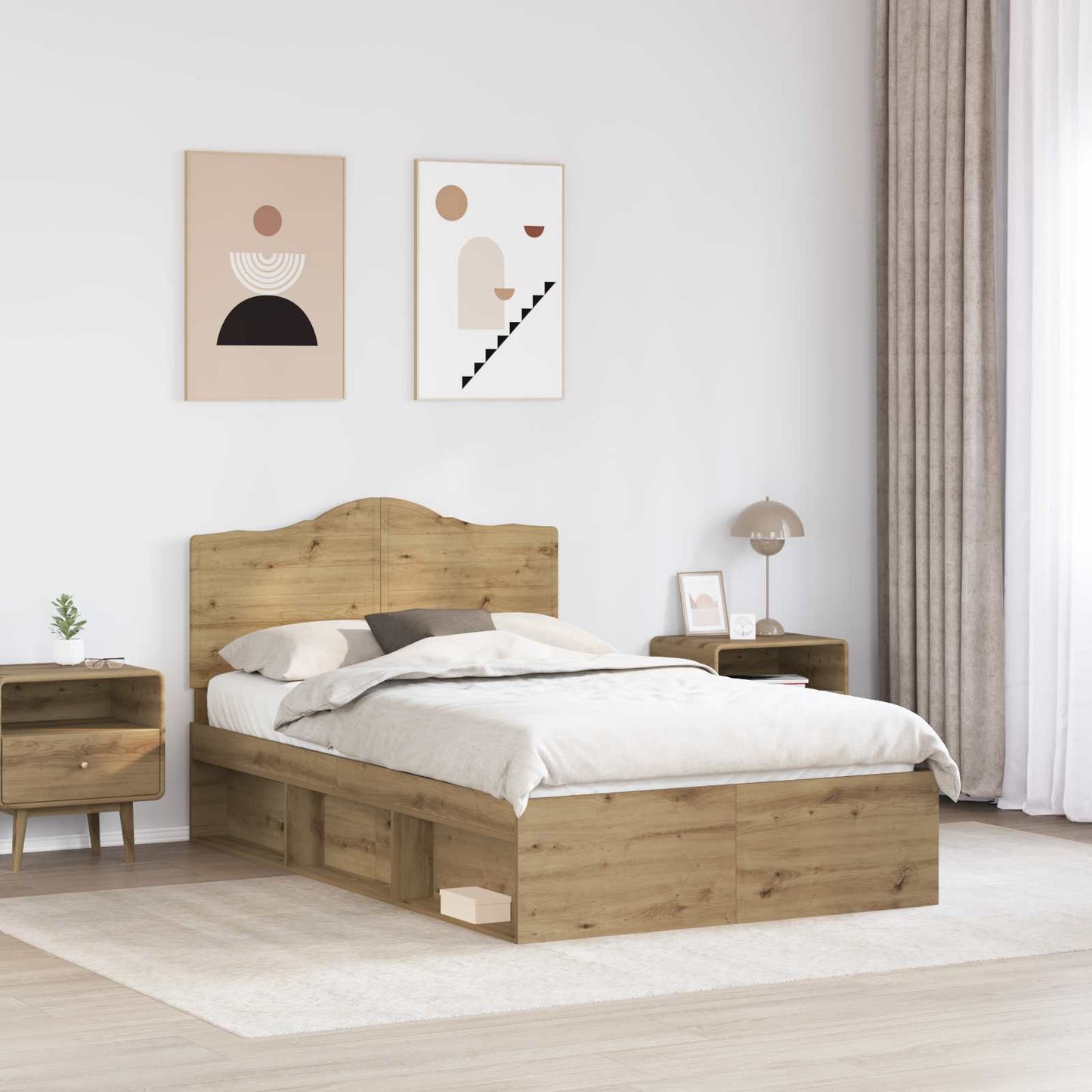 Sengestamme Kunstnerisk Eik 135 x 190 cm Massiv furu