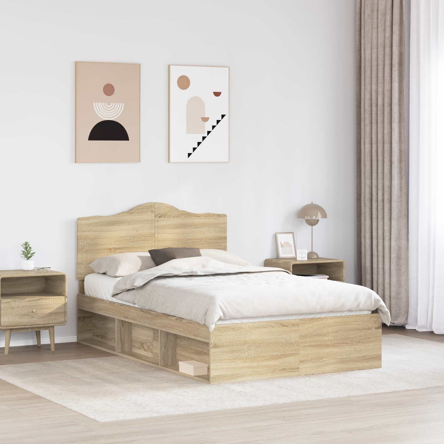 Sengestamme med hodegjerde Sonoma 120 x 190 cm Massiv furu