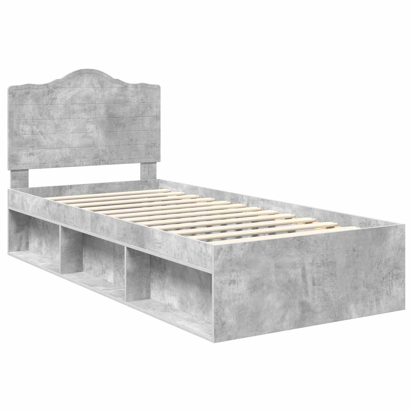 Sengestamme med hodegjerde Betonggrå 100 x 200 cm Massiv furu