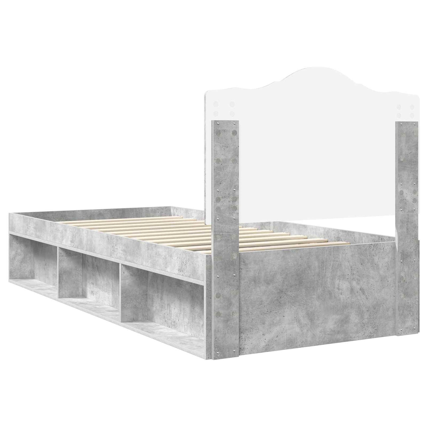 Sengestamme med hodegjerde Betonggrå 100 x 200 cm Massiv furu
