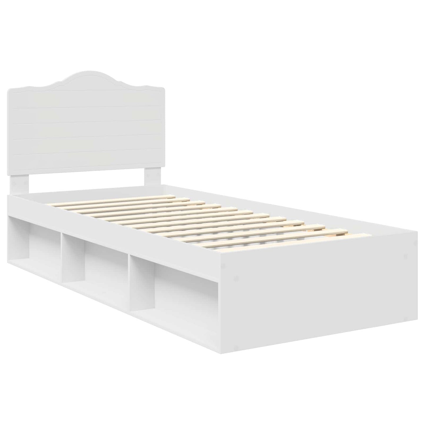 Sengestamme med hodegjerde Hvit 90 x 200 cm Massiv furu