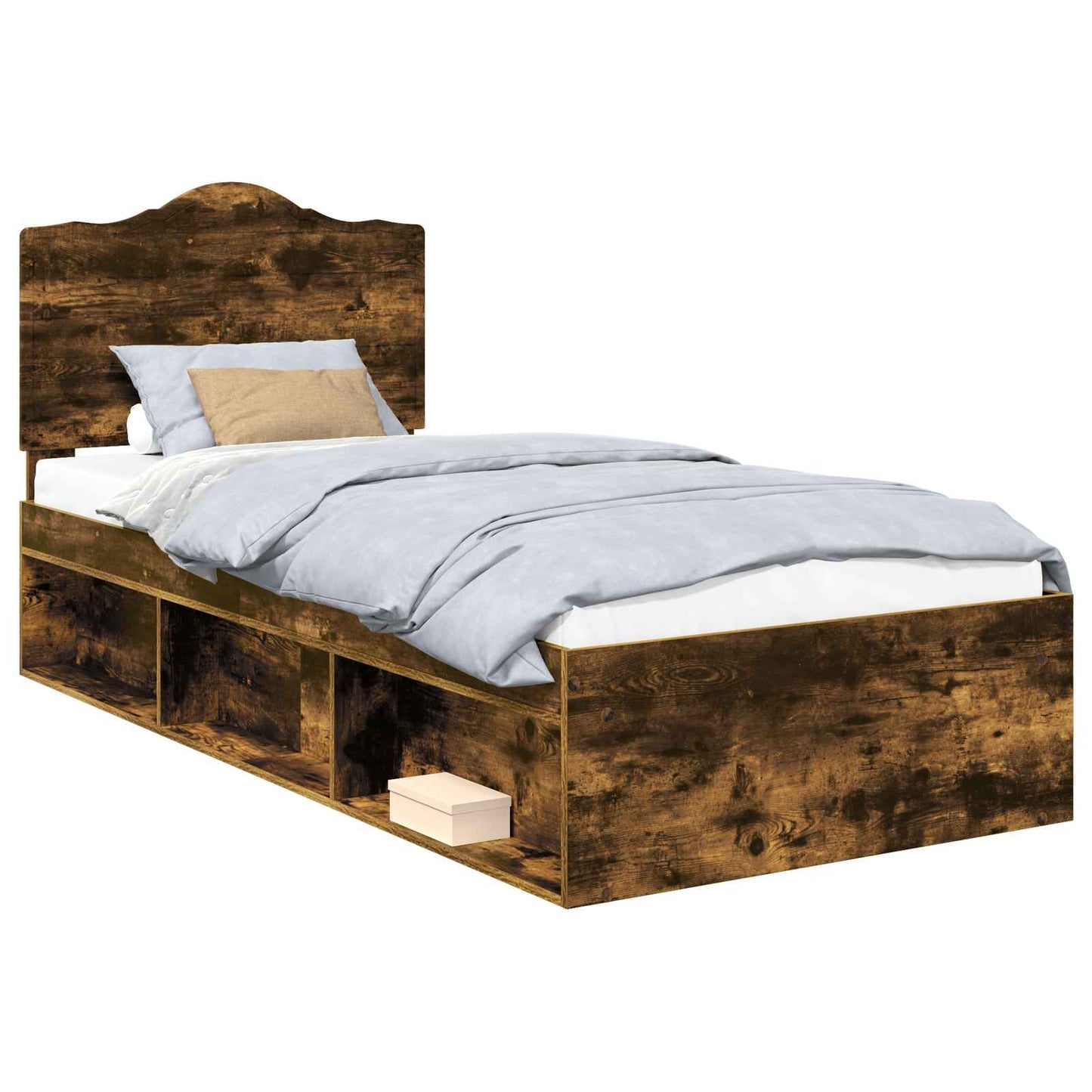 Sengestamme med hodegjerde Røkt eik 90 x 200 cm Massiv furu