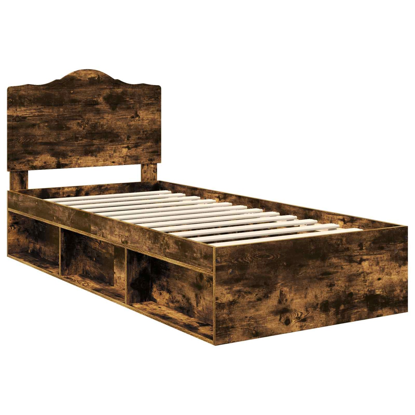 Sengestamme med hodegjerde Røkt eik 90 x 200 cm Massiv furu