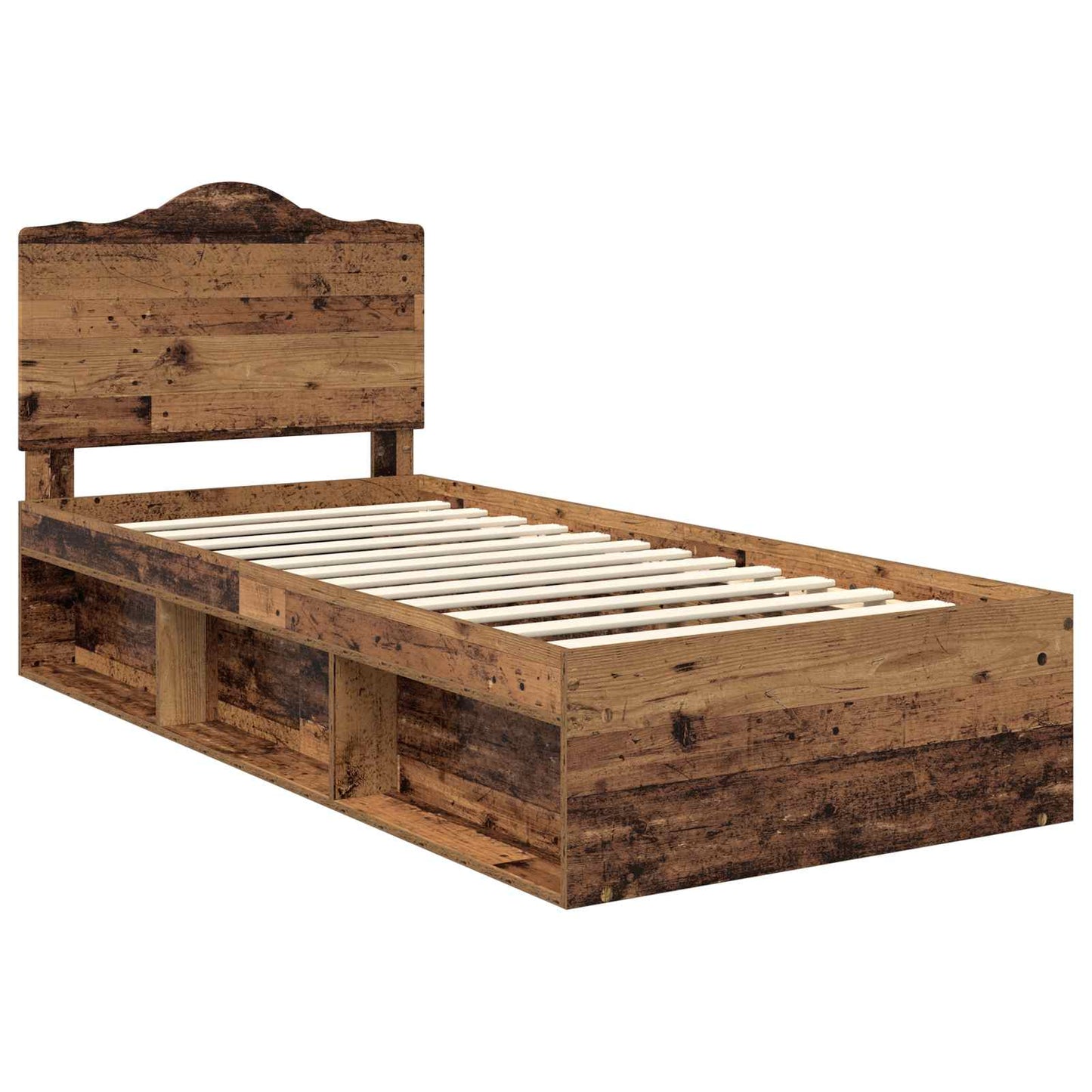 Sengestamme med hodegjerde Gammelt tre 90 x 190 cm Massiv furu