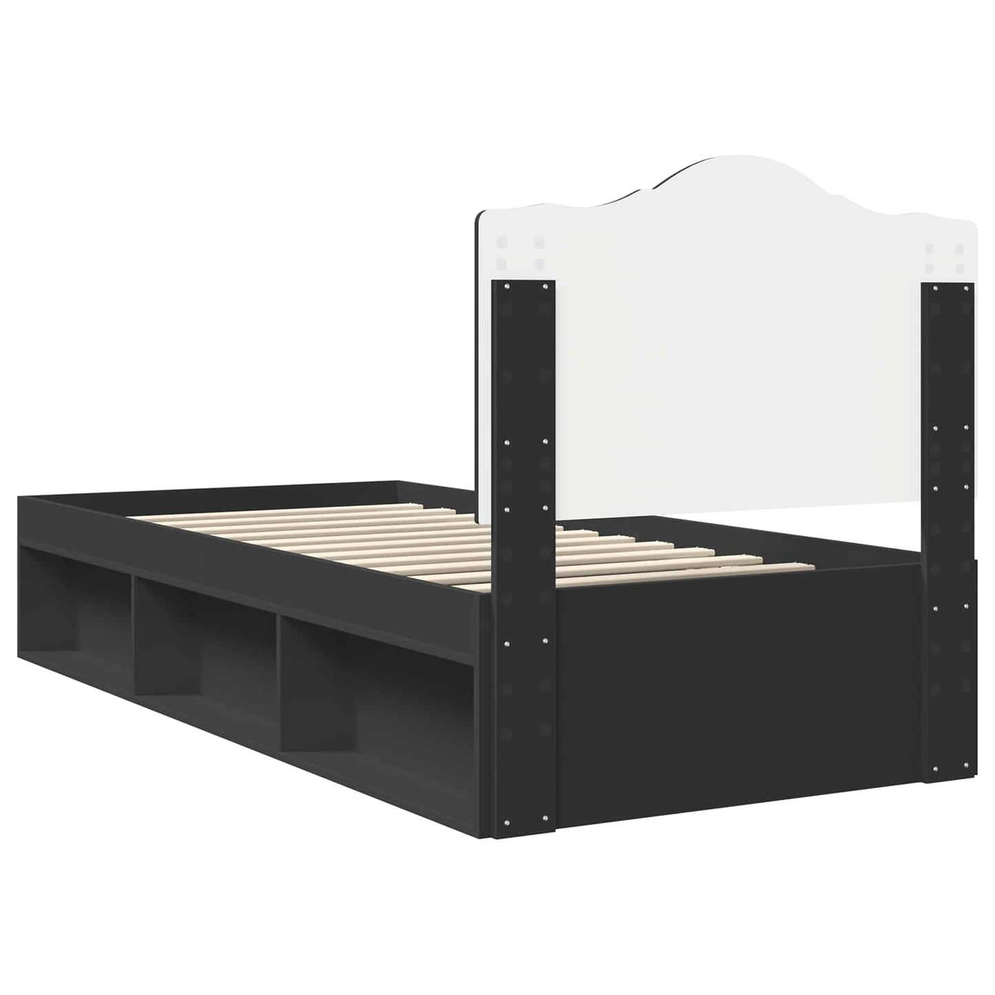 Sengestamme med hodegjerde Svart 75 x 190 cm Massiv furu