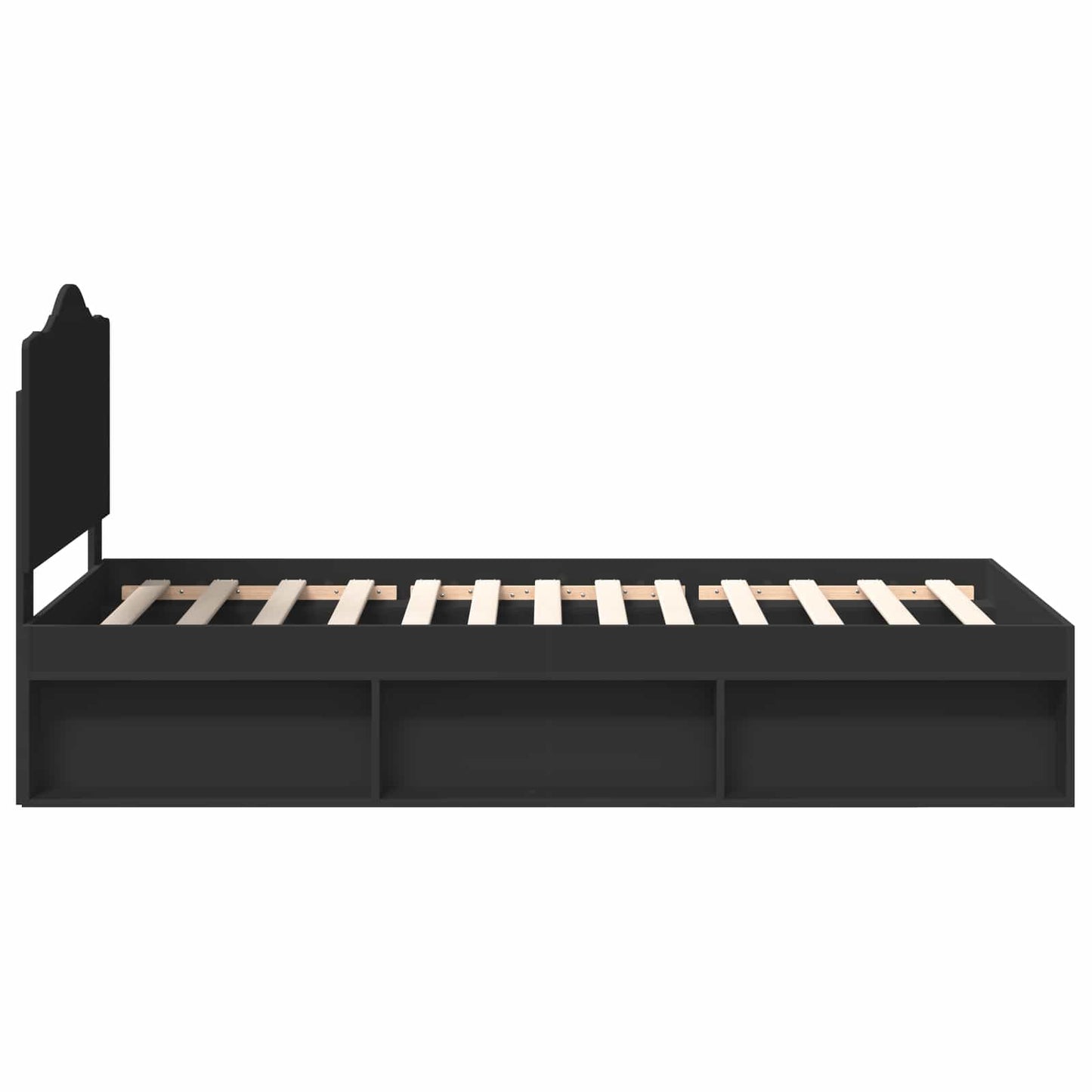 Sengestamme med hodegjerde Svart 75 x 190 cm Massiv furu