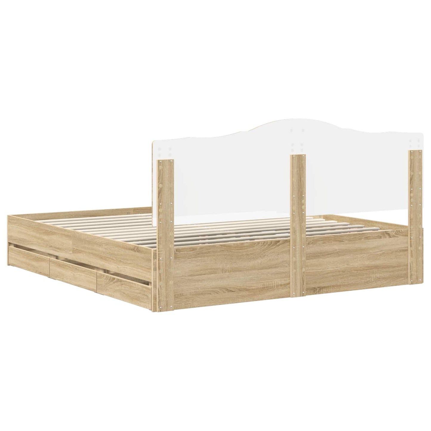 Sengestamme med skuff Sonoma eik 200 x 200 cm Ingeniørtre