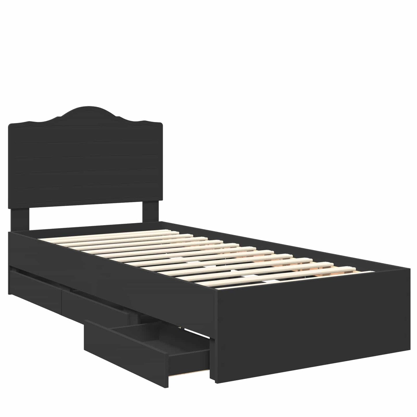 Sengestamme med skuff Svart 100 x 200 cm Ingeniørtre