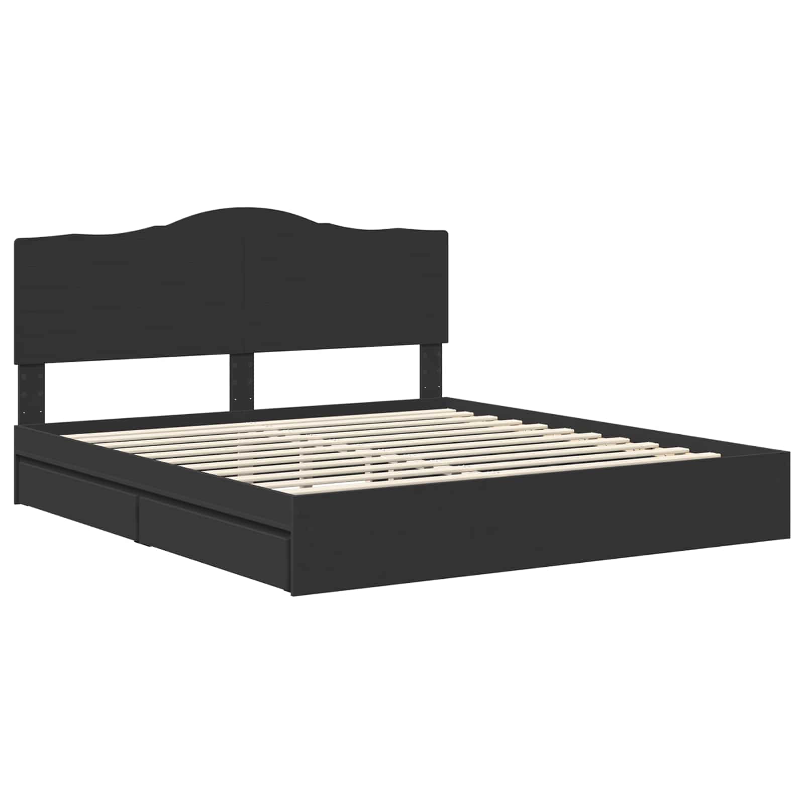 Seng med Oppbevaring Svart 200 x 200 cm Konstruert tre