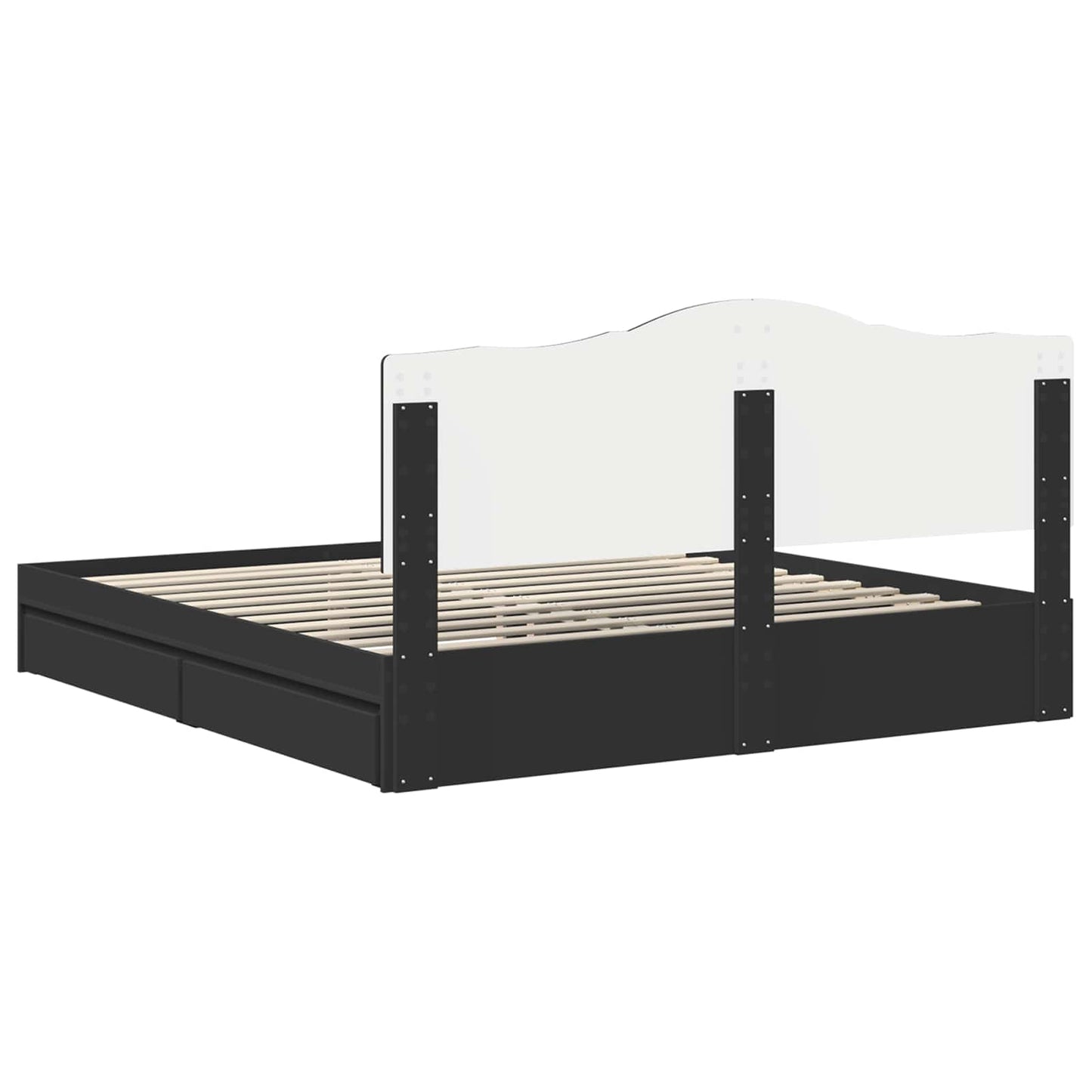 Seng med Oppbevaring Svart 200 x 200 cm Konstruert tre