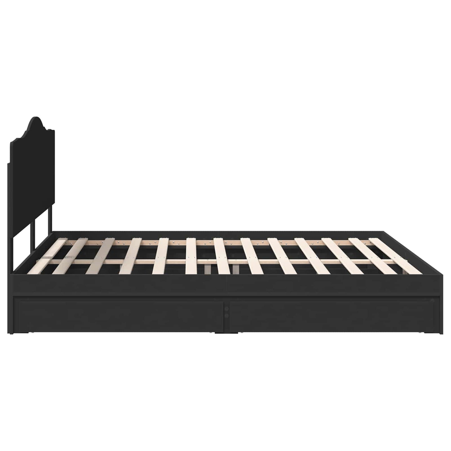 Seng med Oppbevaring Svart 200 x 200 cm Konstruert tre