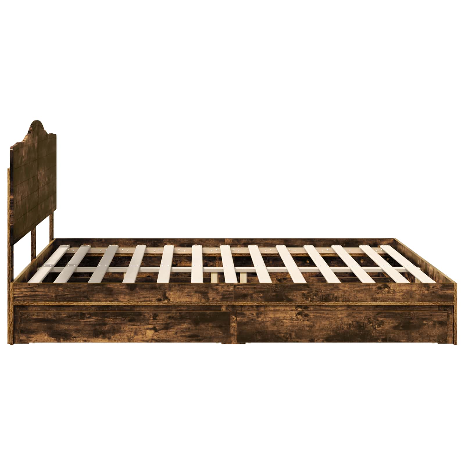 Seng med Oppbevaring Røkt eik 200 x 200 cm Konstruert tre