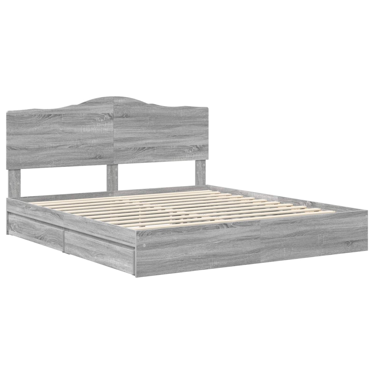 Seng med Oppbevaring Grå Sonoma 200 x 200 cm Konstruert tre