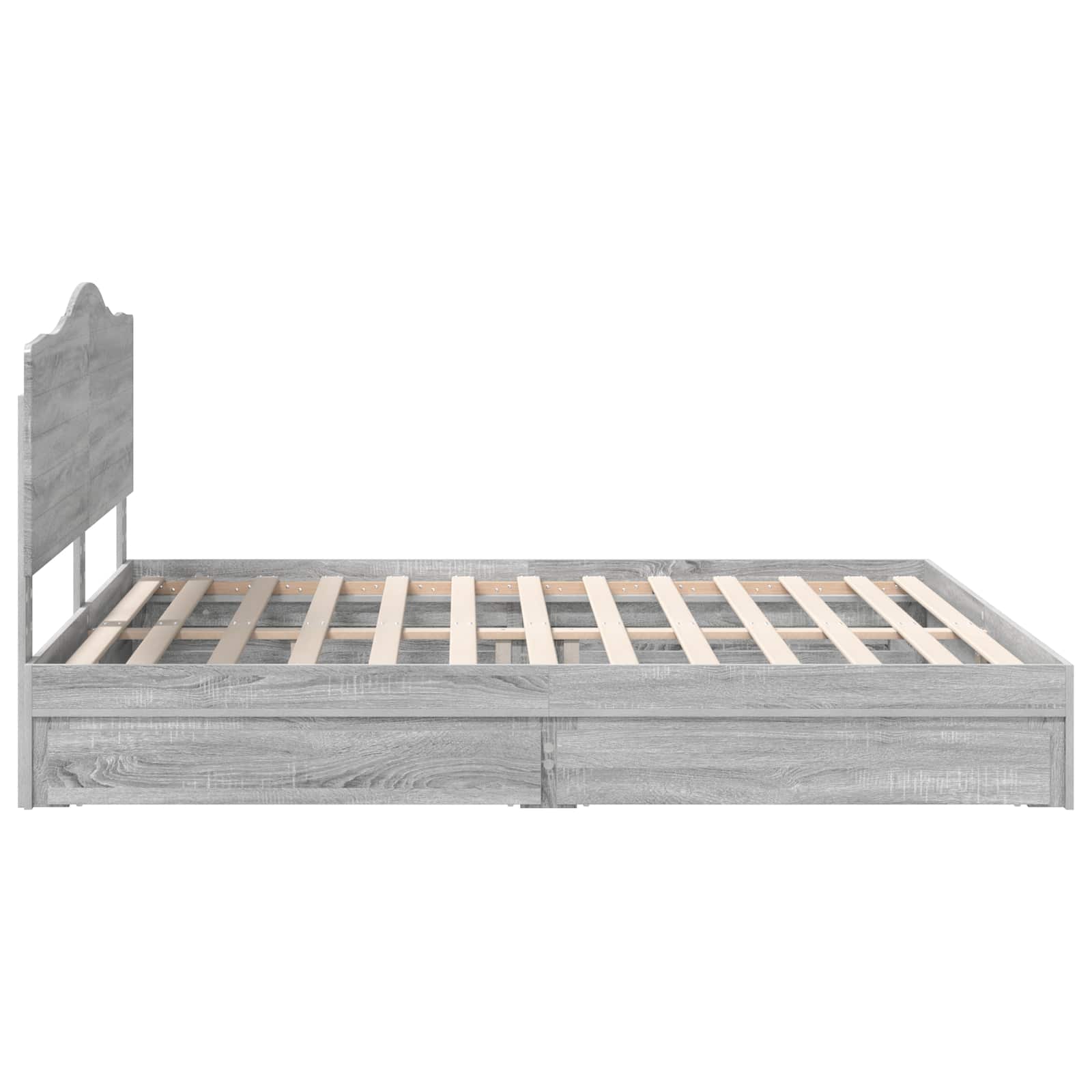 Seng med Oppbevaring Grå Sonoma 200 x 200 cm Konstruert tre