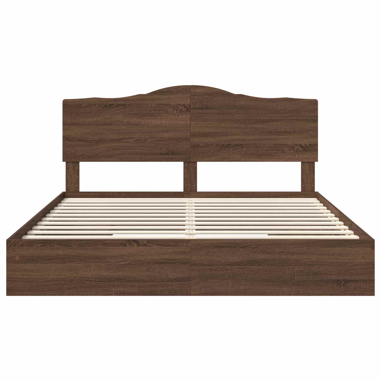 Seng med Oppbevaring Brun Eik 200 x 200 cm Konstruert tre