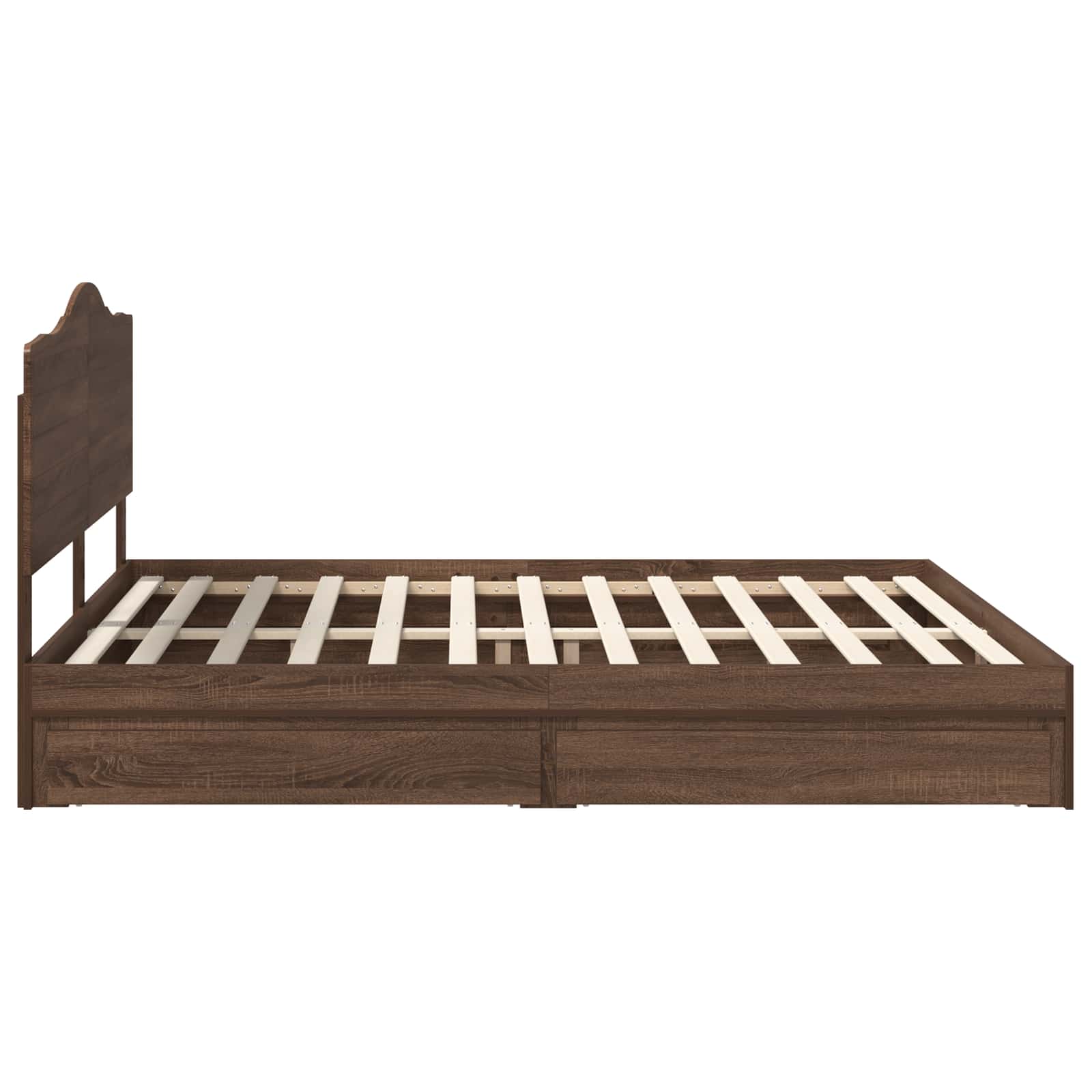 Seng med Oppbevaring Brun Eik 200 x 200 cm Konstruert tre