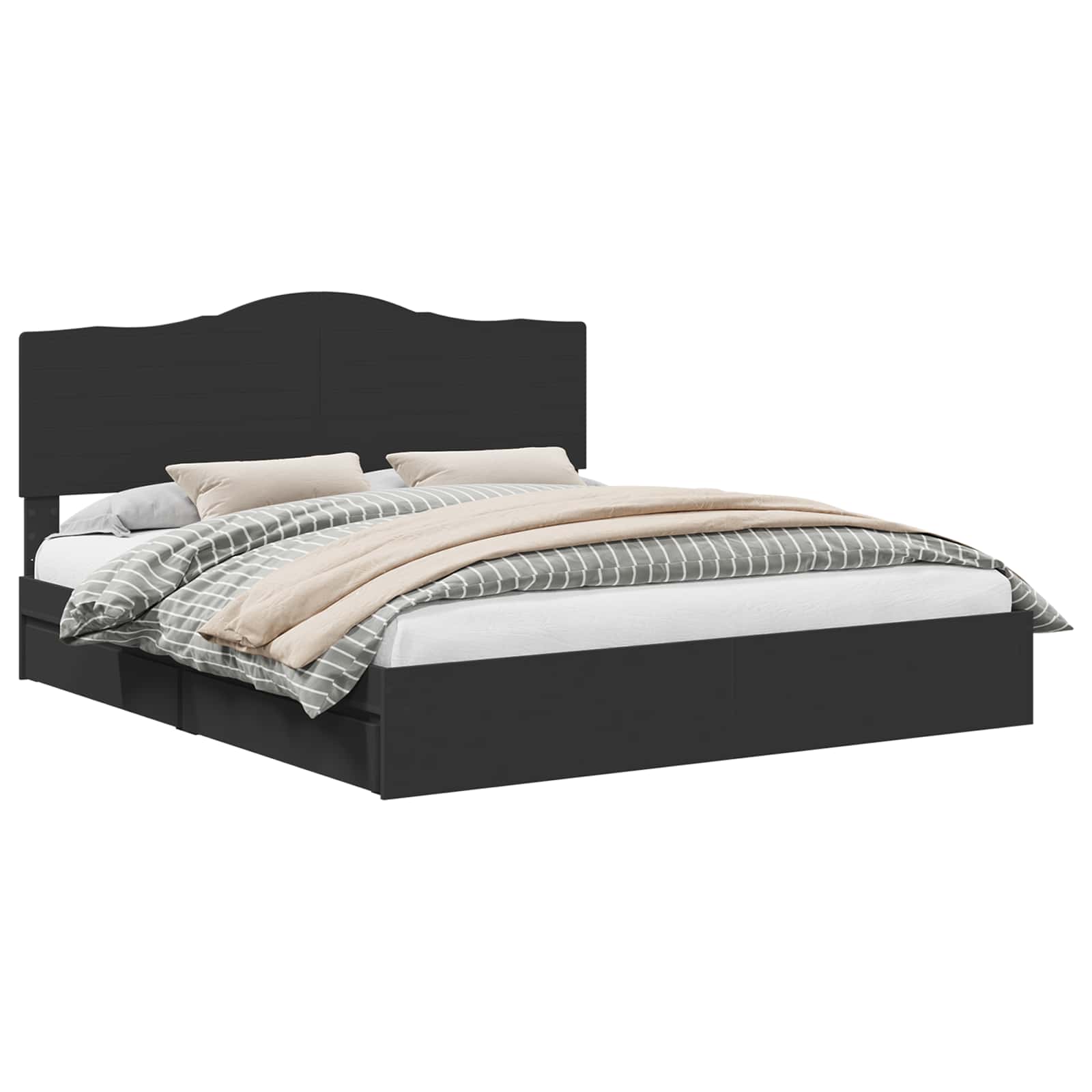 Seng med Oppbevaring Svart 180 x 200 cm Konstruert tre