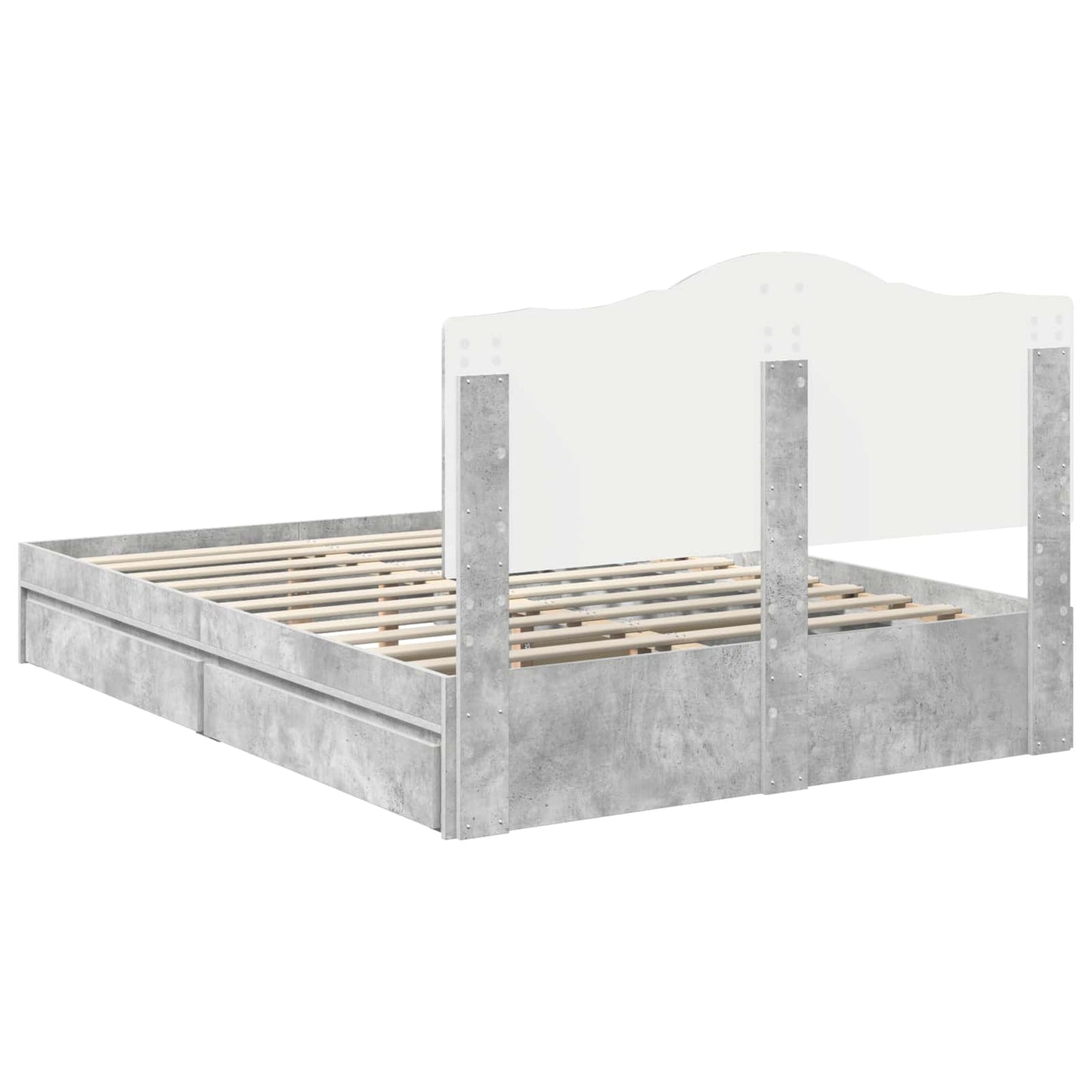 Seng med Oppbevaring Betonggrå 150 x 200 cm Konstruert tre