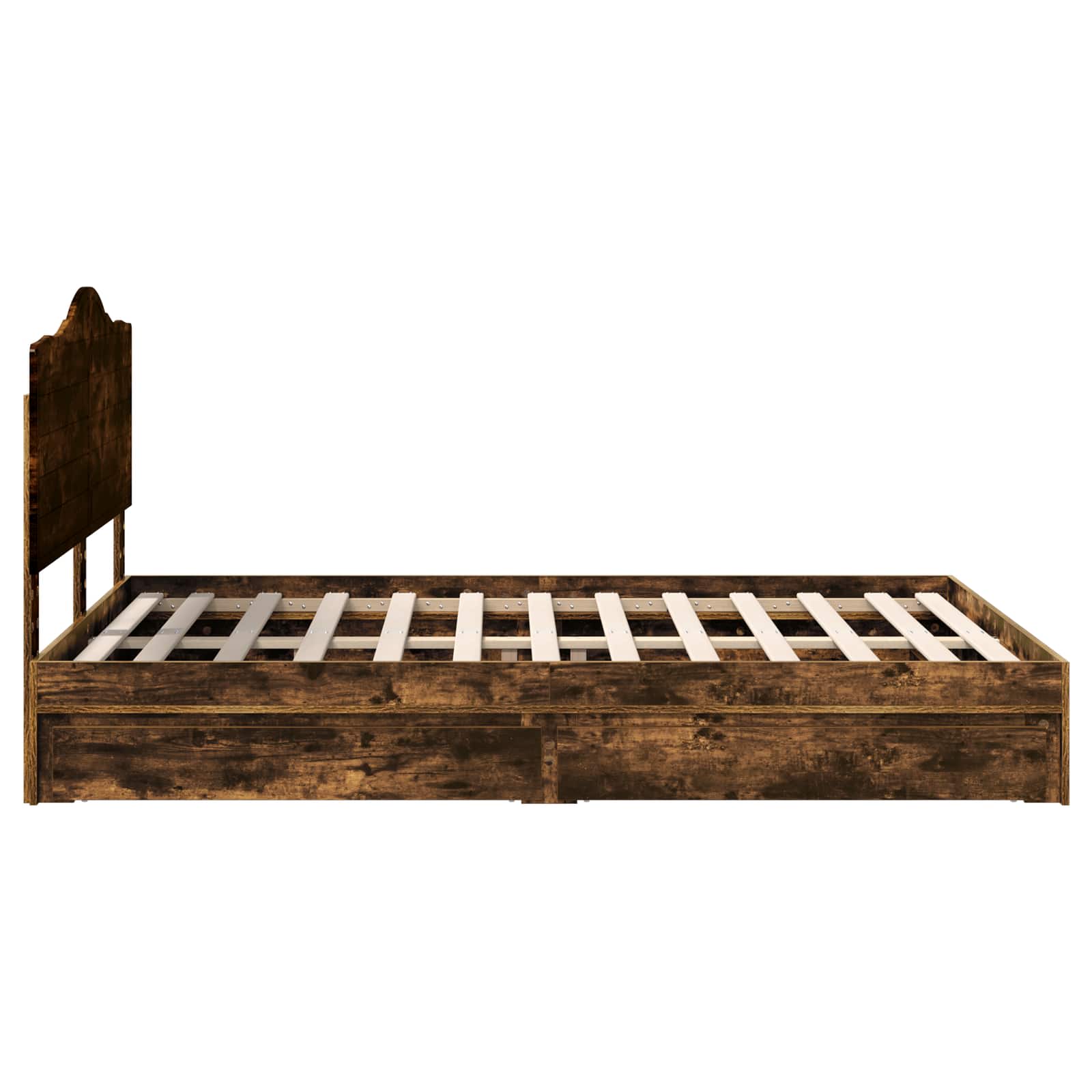 Seng med Oppbevaring Røkt eik 140 x 190 cm Konstruert tre