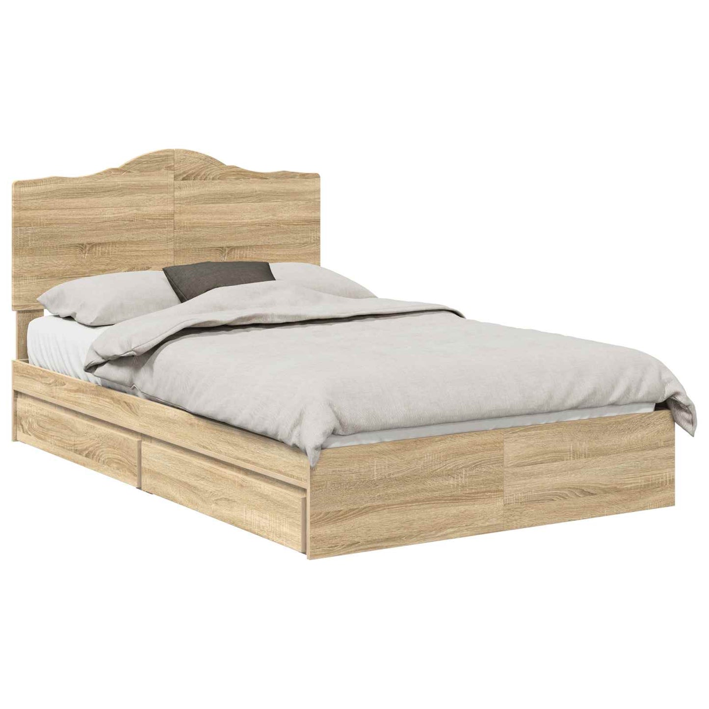 Seng med Oppbevaring Sonoma eik 135 x 190 cm Konstruert tre
