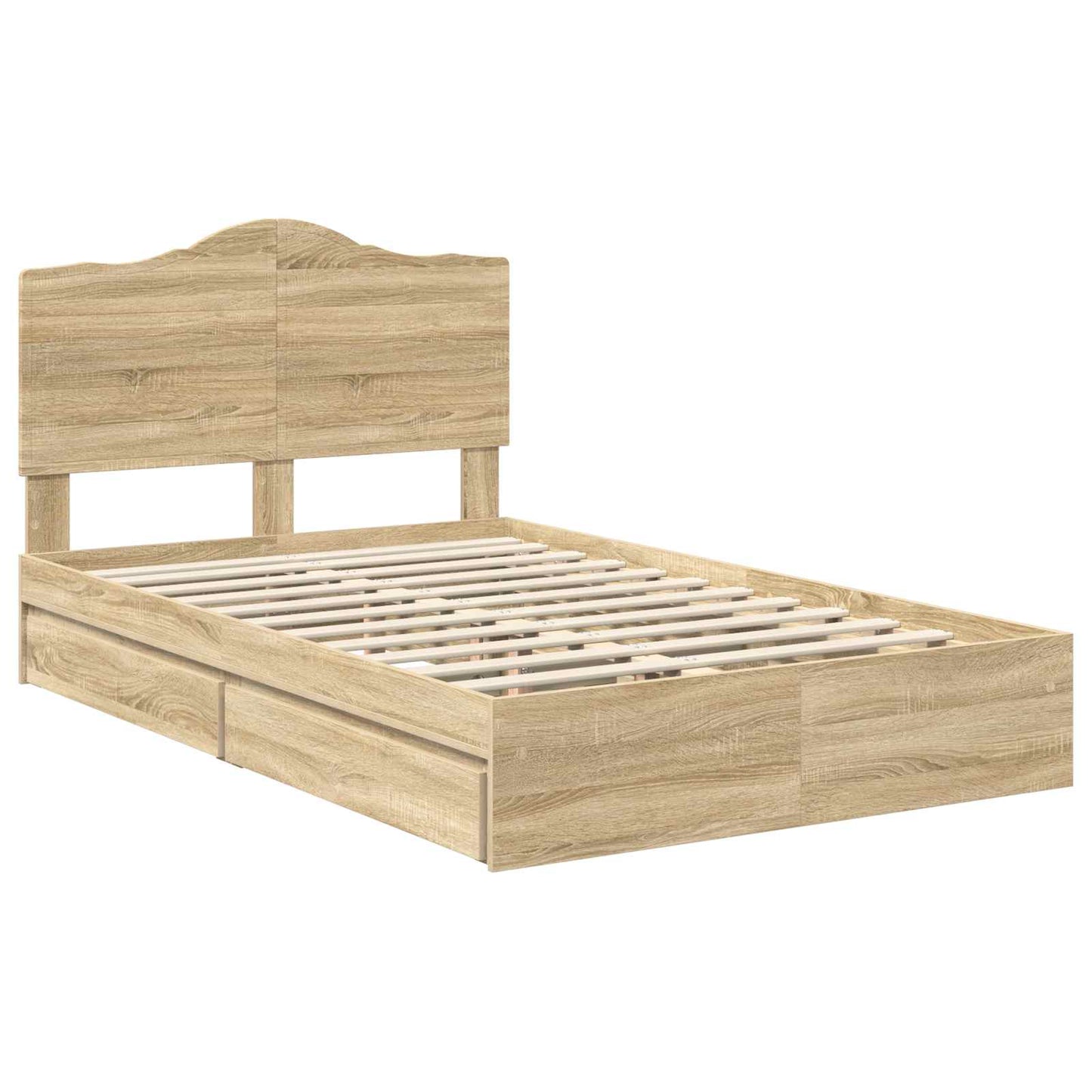Seng med Oppbevaring Sonoma eik 135 x 190 cm Konstruert tre