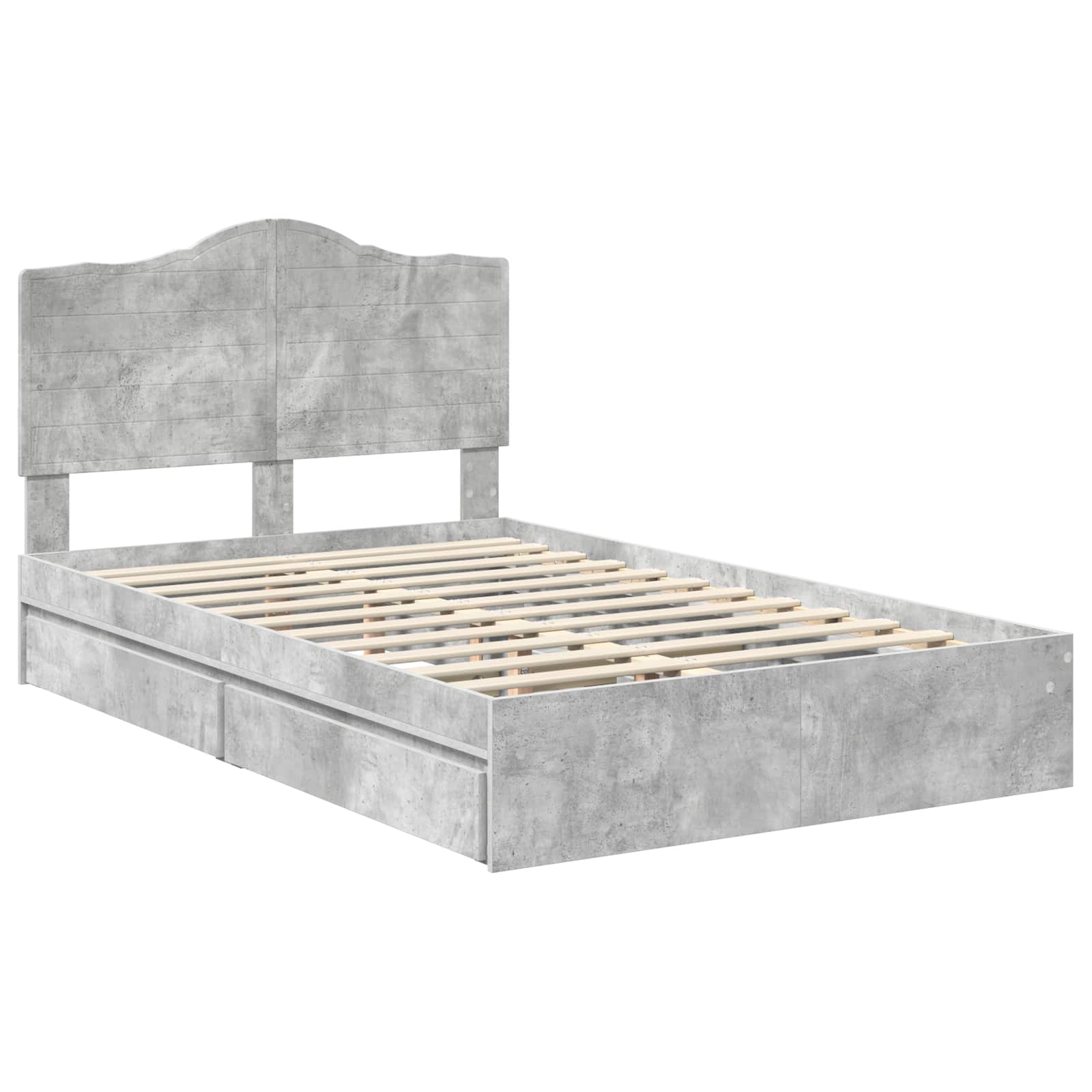 Sengestamme med skuff Betonggrå 135 x 190 cm Konstruert tre
