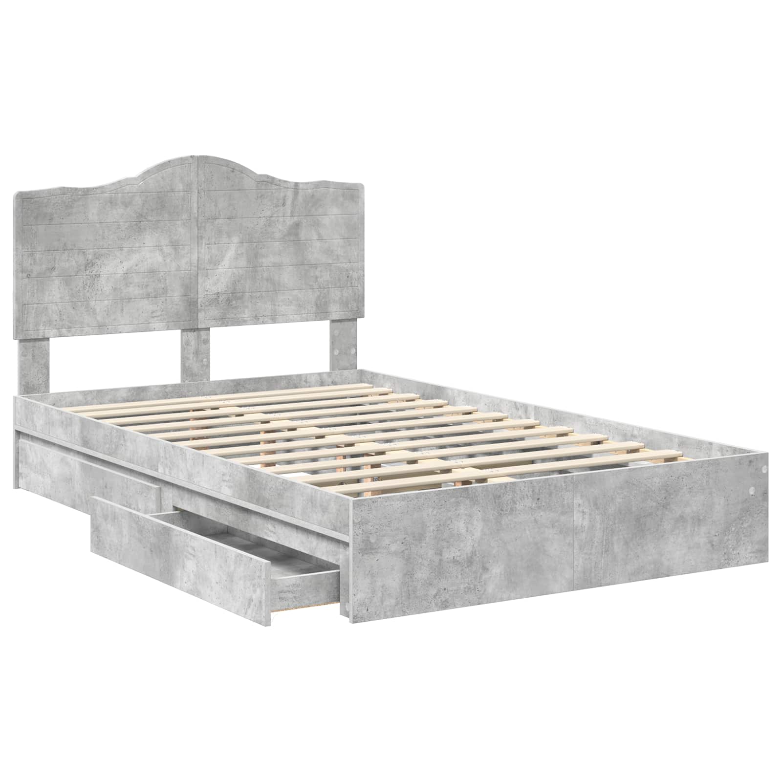 Sengestamme med skuff Betonggrå 135 x 190 cm Konstruert tre