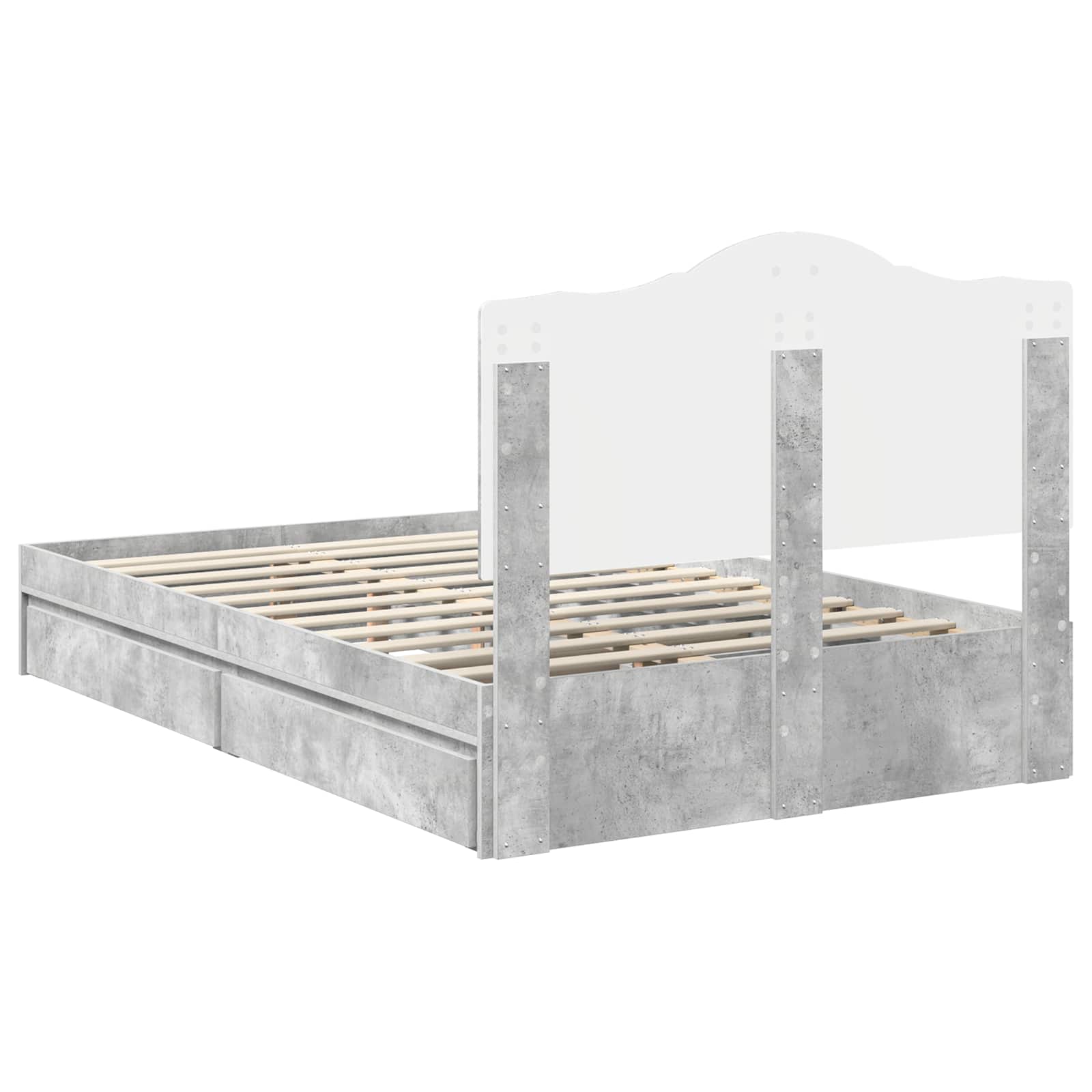 Sengestamme med skuff Betonggrå 135 x 190 cm Konstruert tre