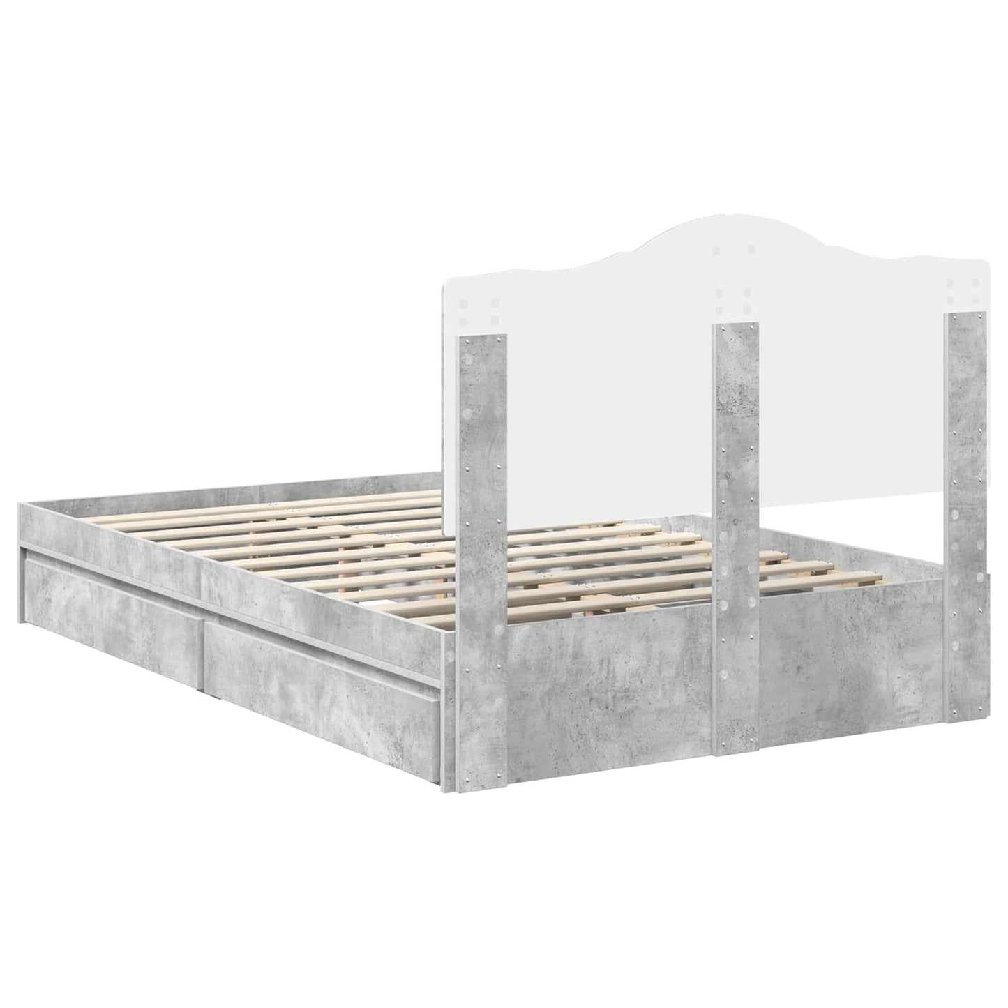 Seng med Oppbevaring Betonggrå 135 x 190 cm Konstruert tre