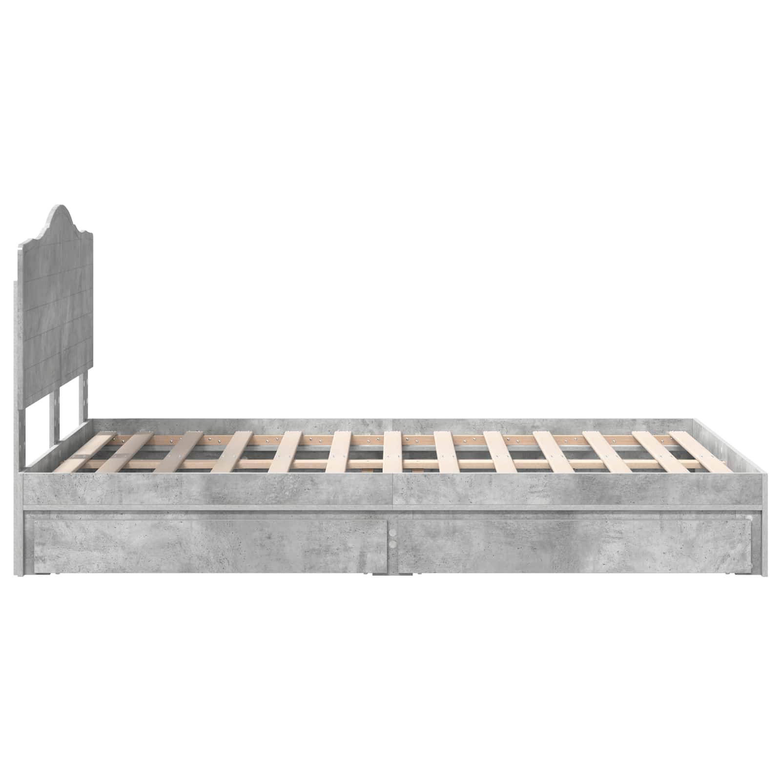 Sengestamme med skuff Betonggrå 135 x 190 cm Konstruert tre