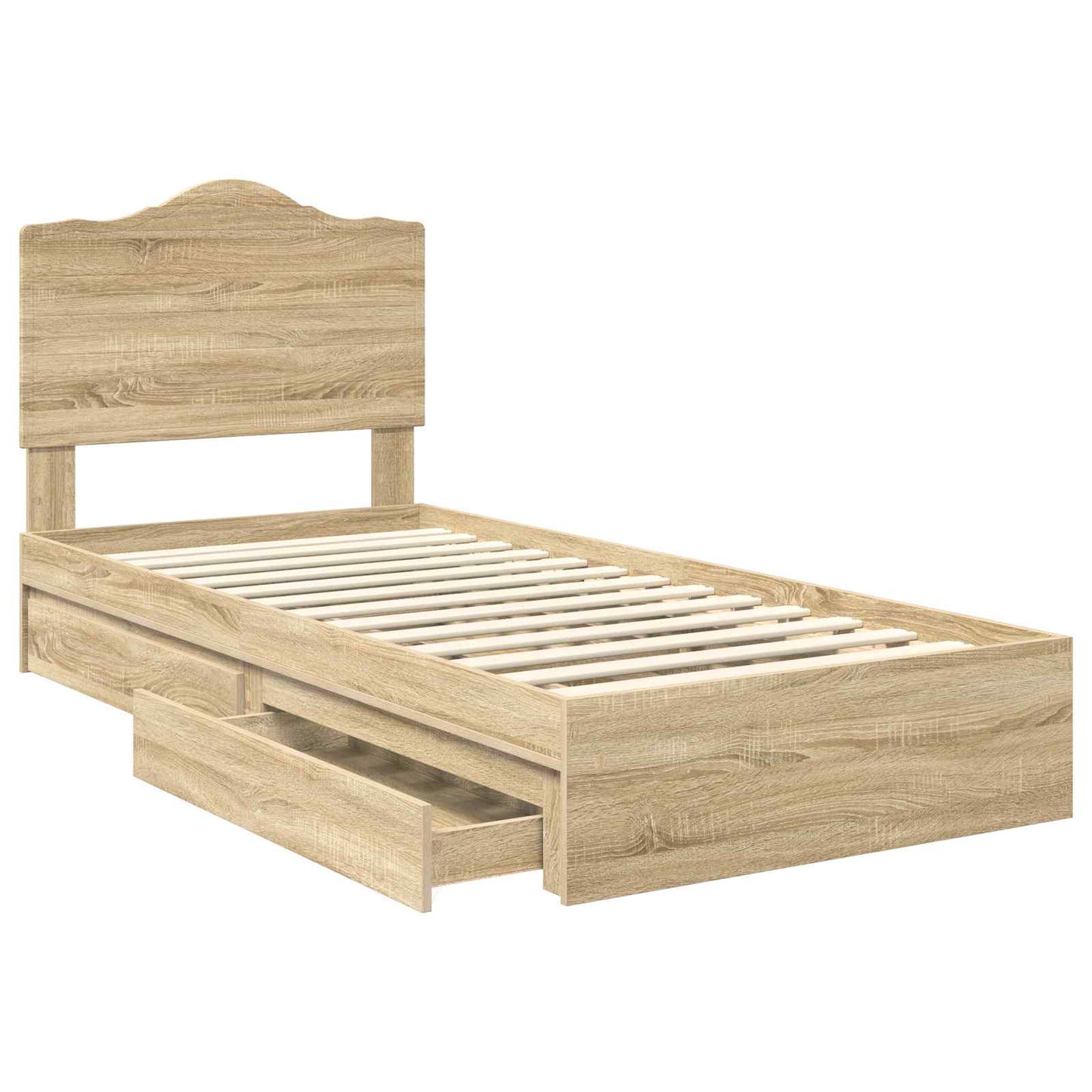 Seng med Oppbevaring Sonoma eik 90 x 190 cm Konstruert tre