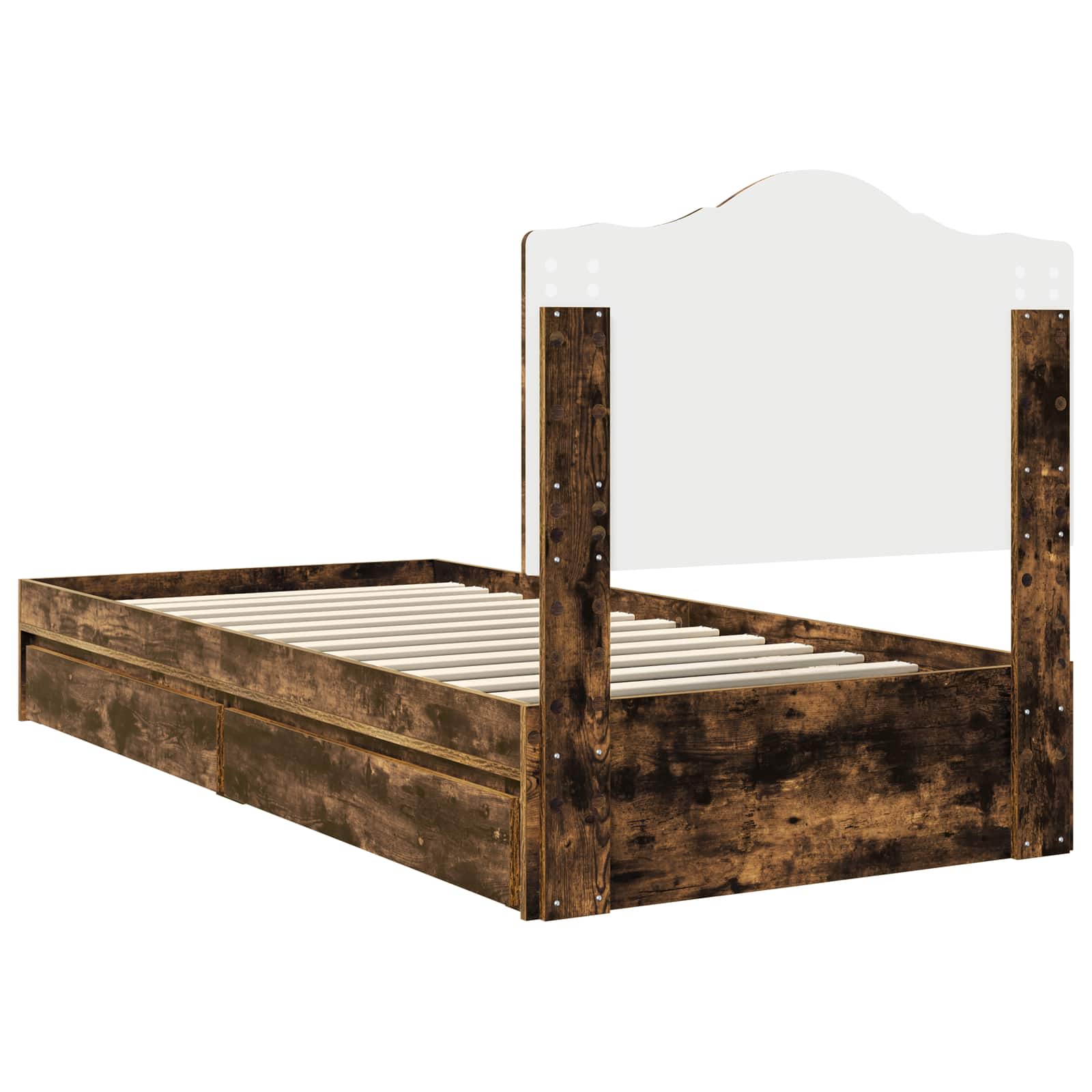 Seng med Oppbevaring Røkt eik 90 x 190 cm Konstruert tre